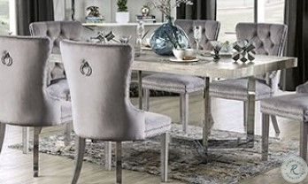 Sindy Light Gray And Chrome Rectangular Dining Table