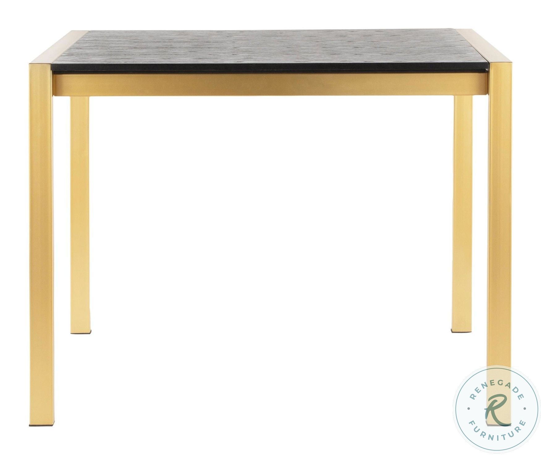 Fuji Gold Metal And Black Wood Grain Top Counter Height Dining Table