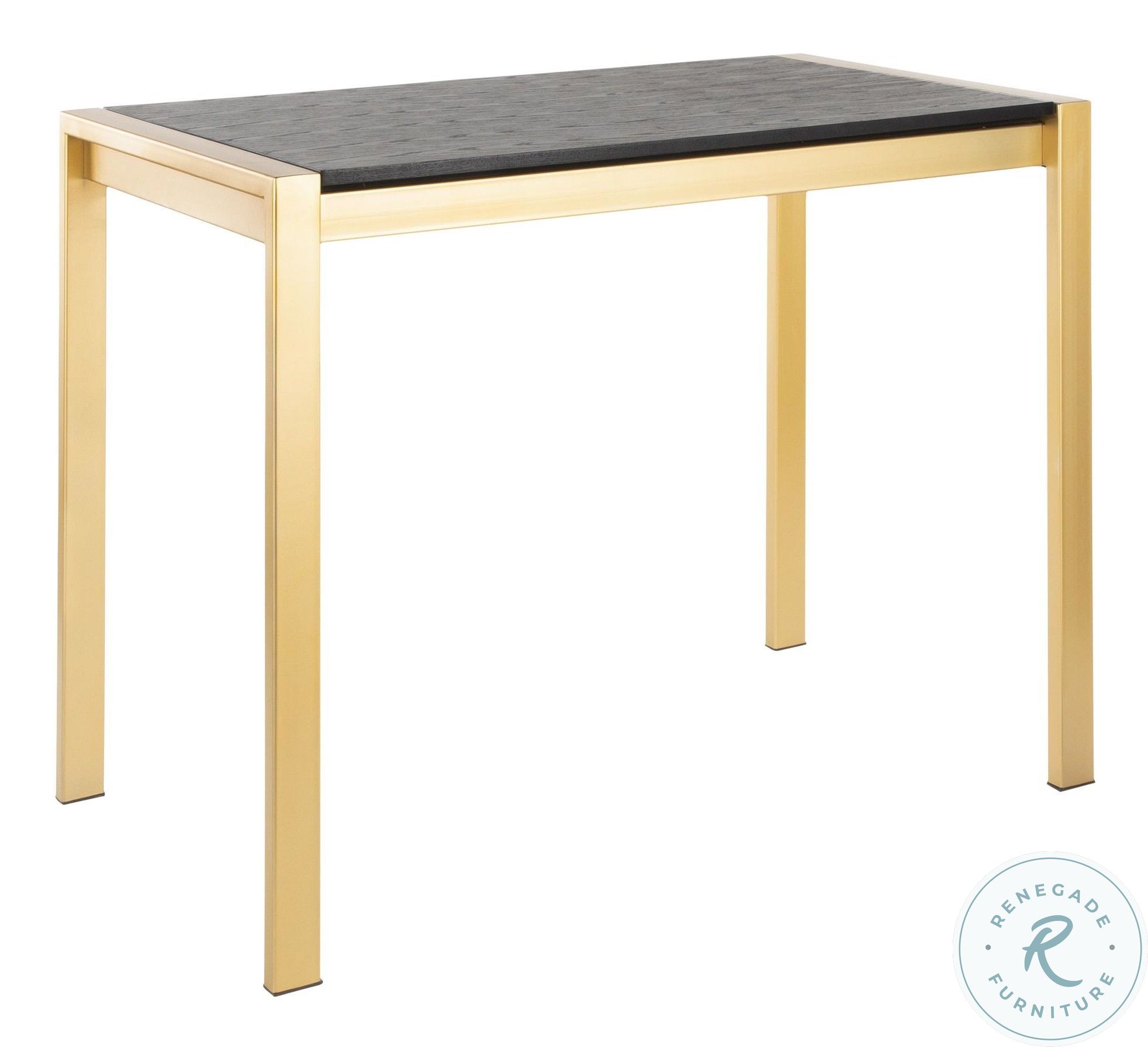 Fuji Gold Metal And Black Wood Grain Top Counter Height Dining Table