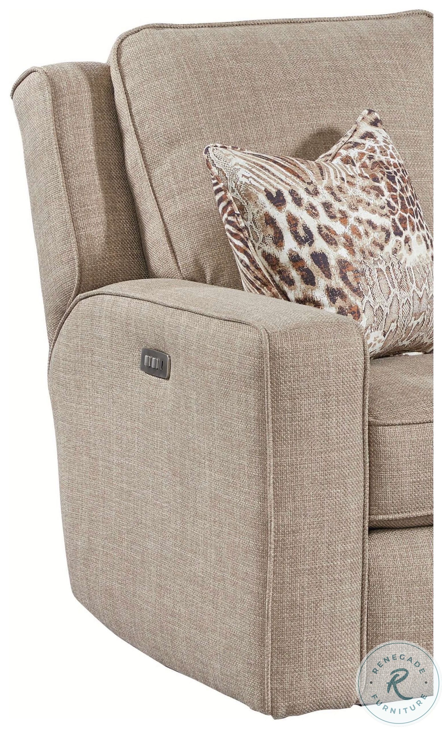 City Limits Mushroom 87" Reclining Sofa with Power Headrest From