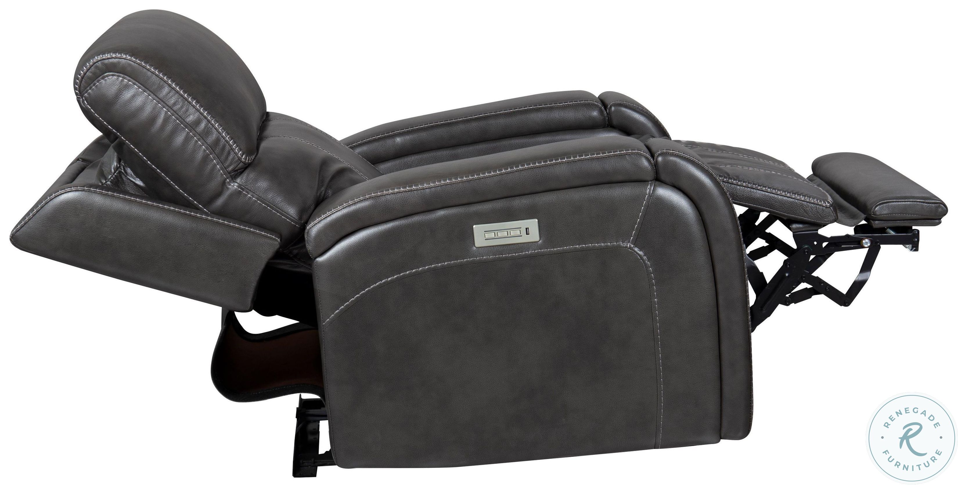 Glenwood Rainer Steel Lay Flat Power Reclining Living Room Set with Power Headrests and Power