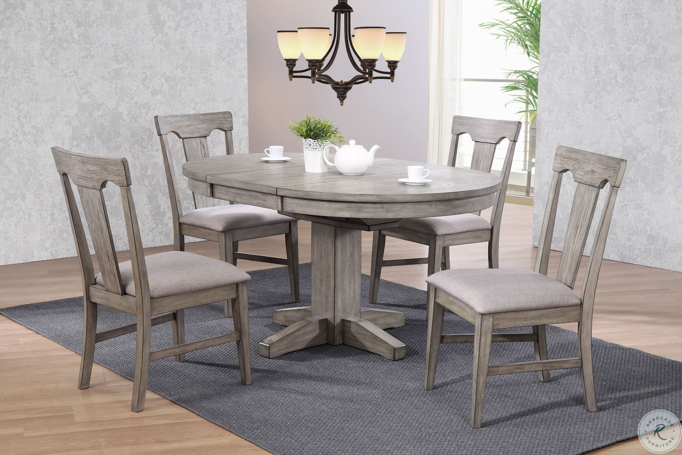 Graystone Burnished Gray Round Extendable Dining Table