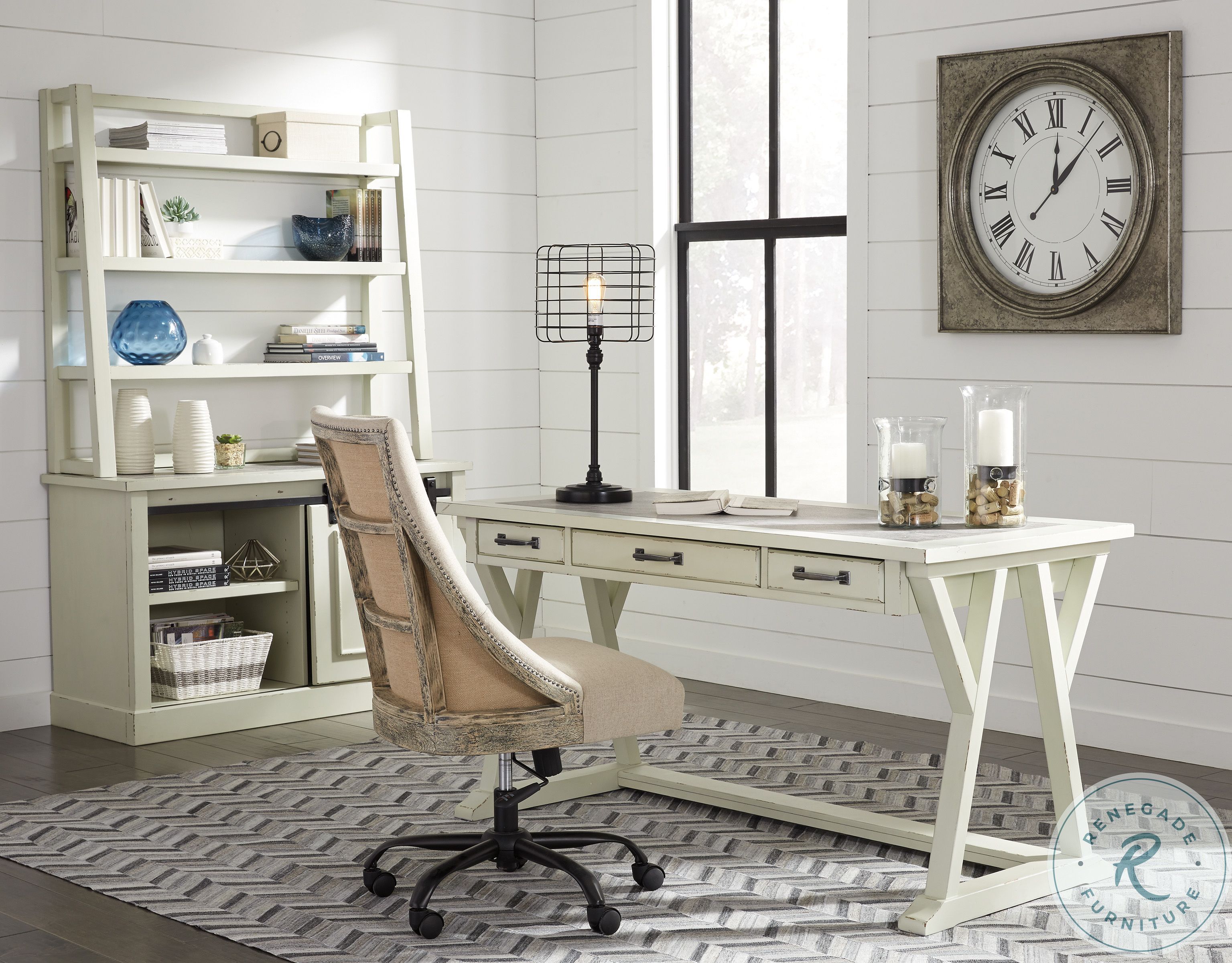 Jonileene White and Gray Home Office Set H64244