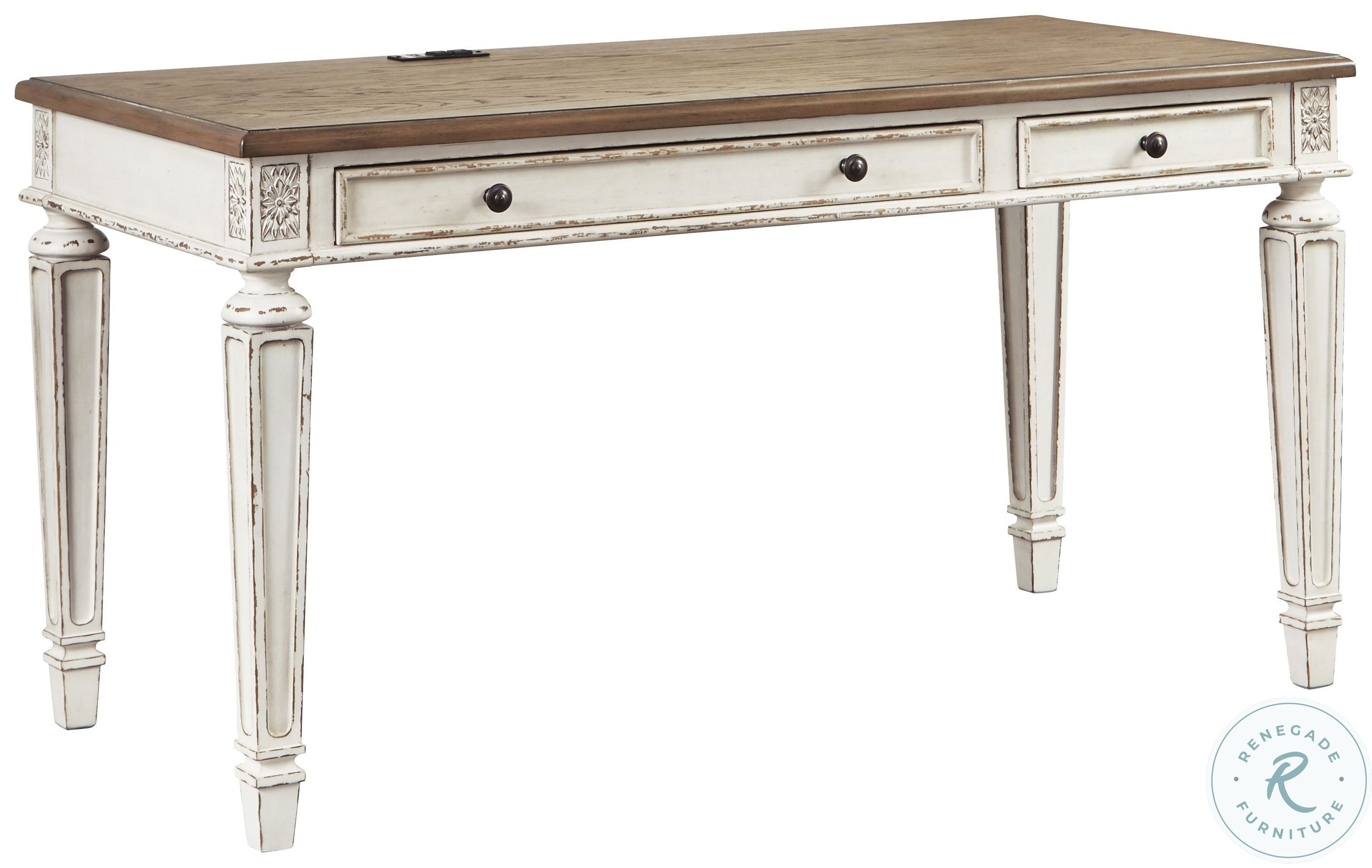 Realyn White and Brown Home Office Desk H74334