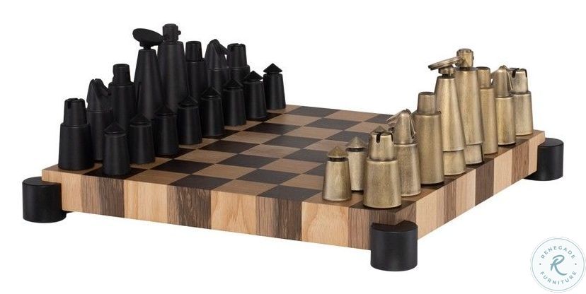 Chess Set Smoked And Black Gaming Table