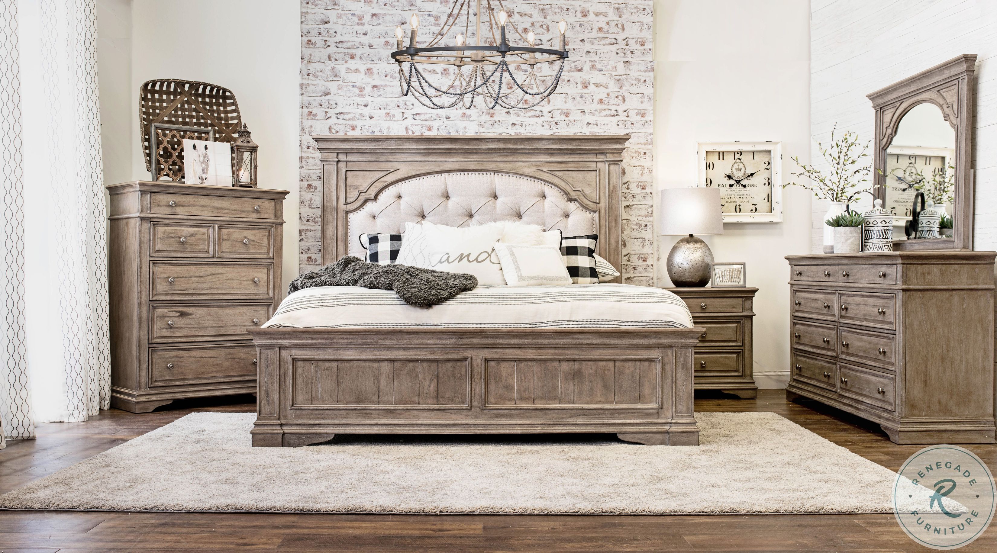 Highland Park Distressed Driftwood Panel Bedroom Set ...