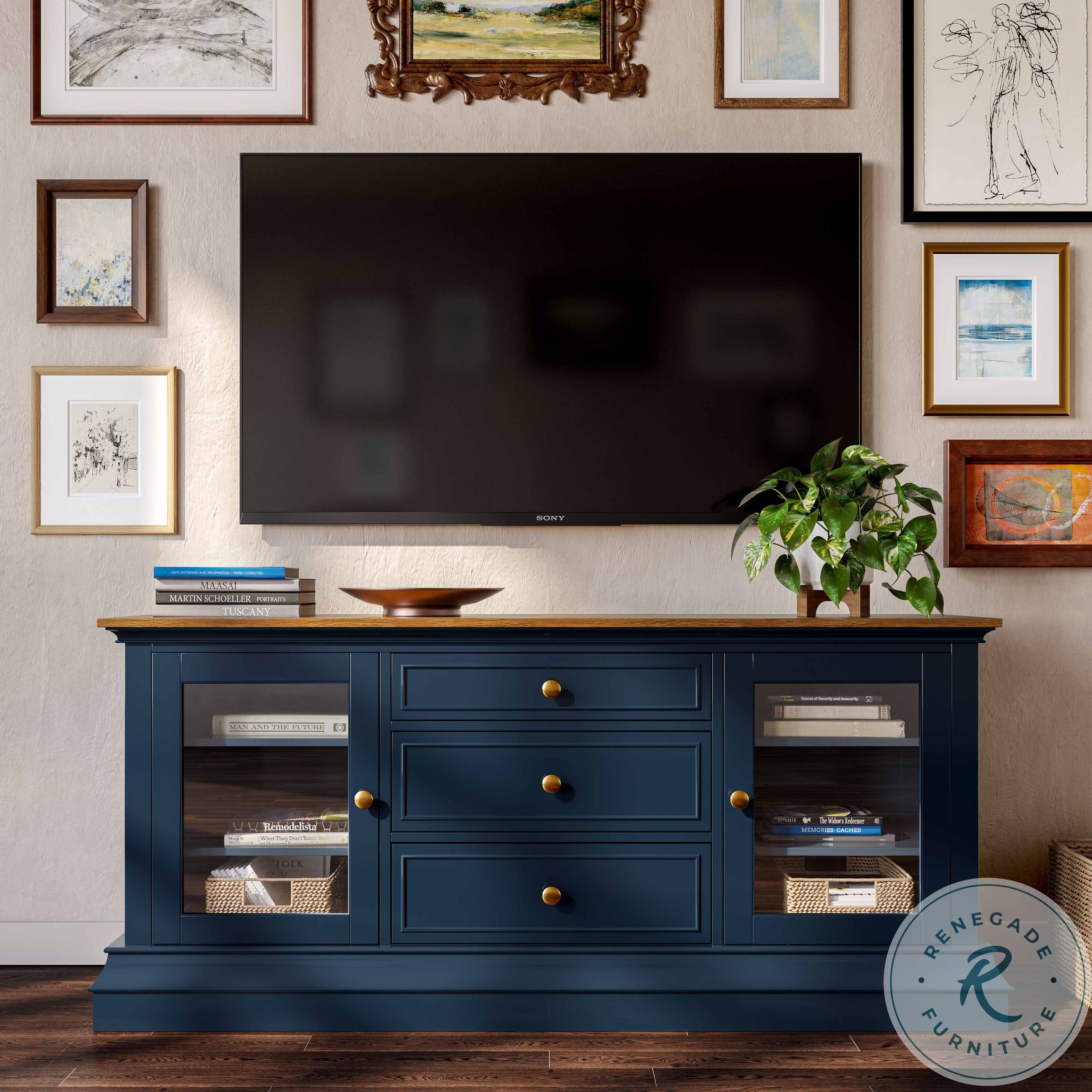 Hudson Blue 68" TV Console From Renegade E20431