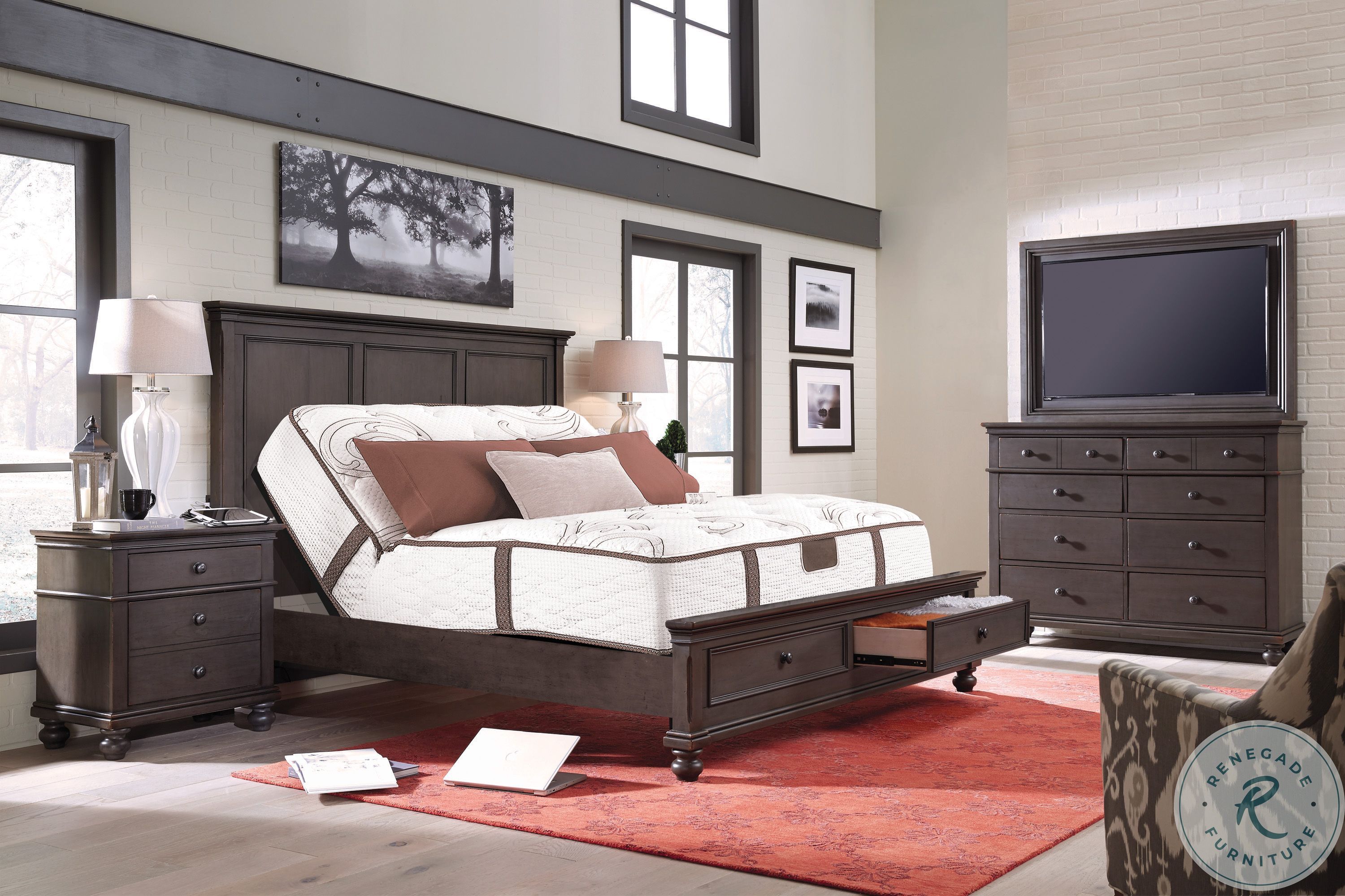 Oxford Peppercorn Queen Panel Storage Bed From Aspen Home Coleman