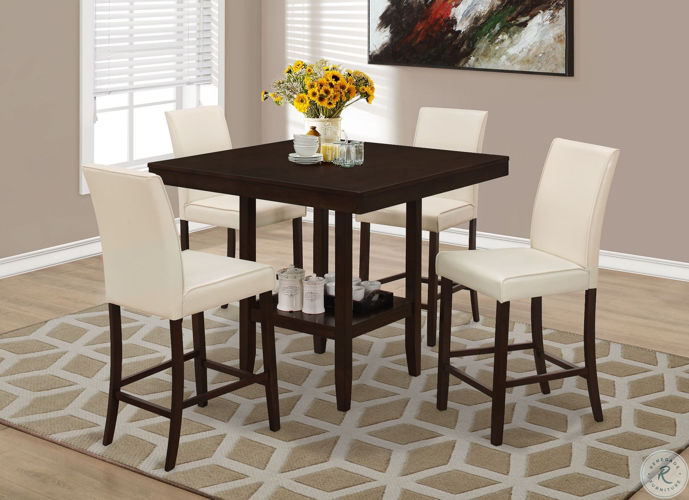 Ivory Counter Height Dining Chair Set of 2 1903