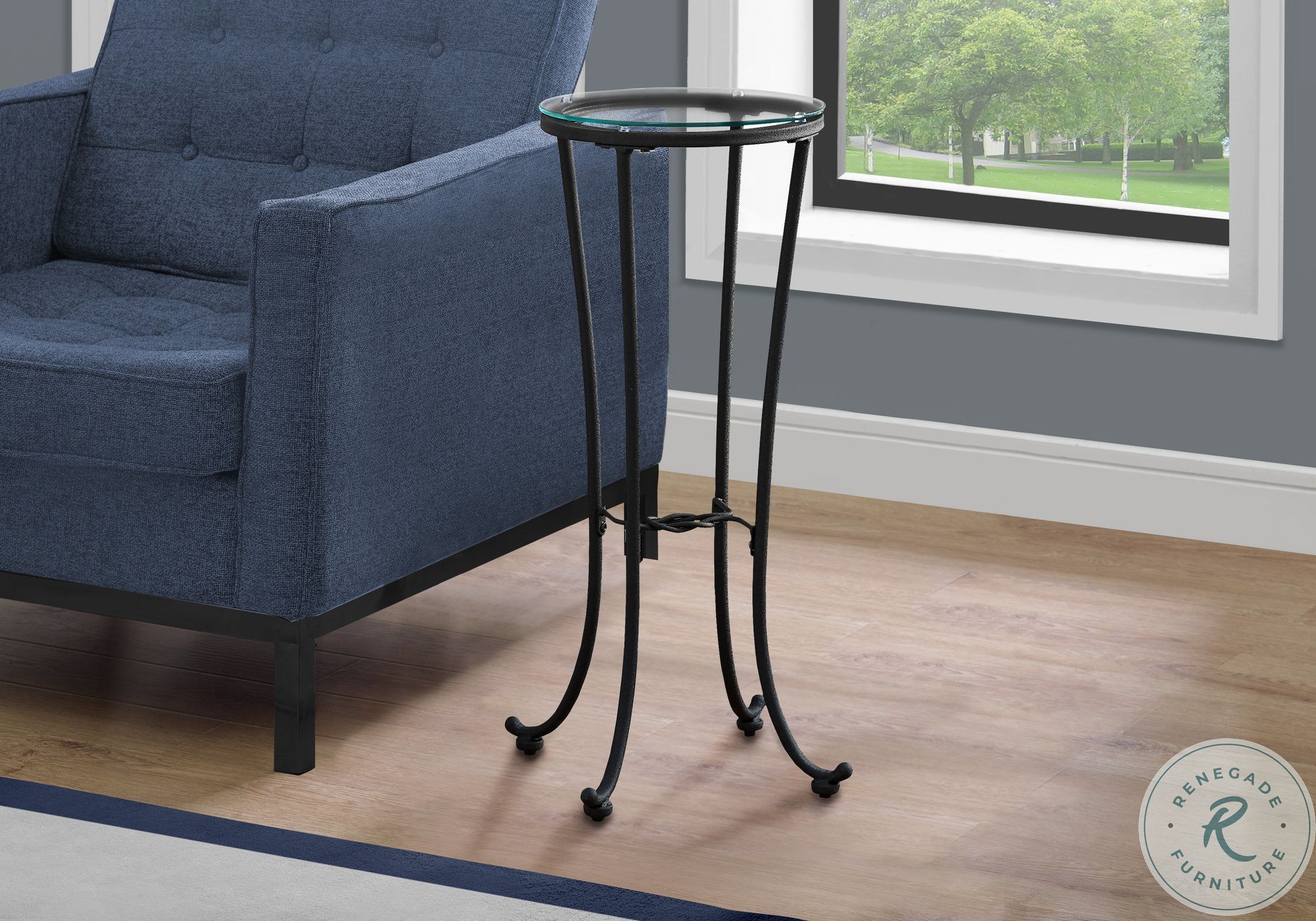 Hammered Black Metal Accent Table 3332