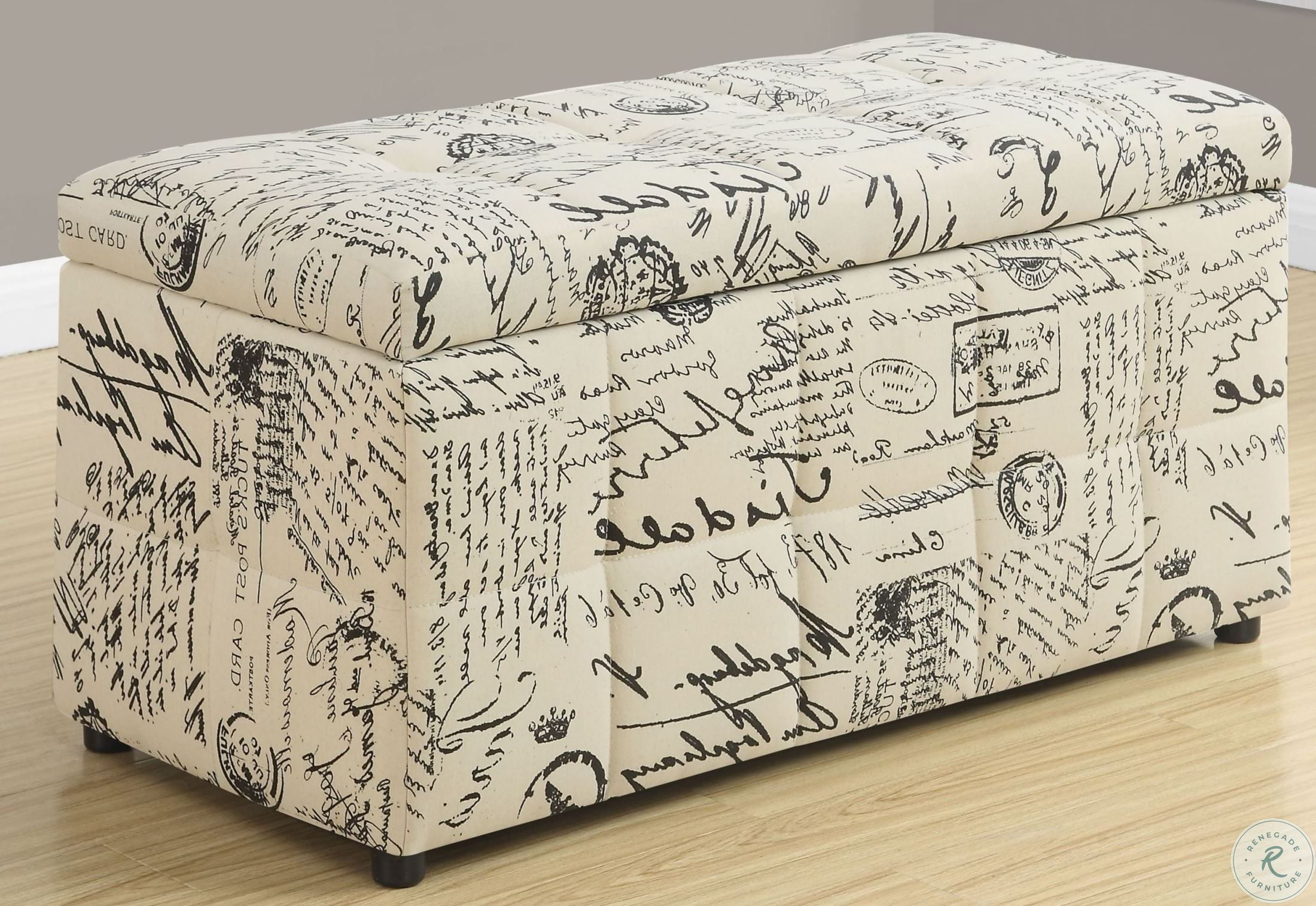 Vintage French Fabric Storage Ottoman 8986