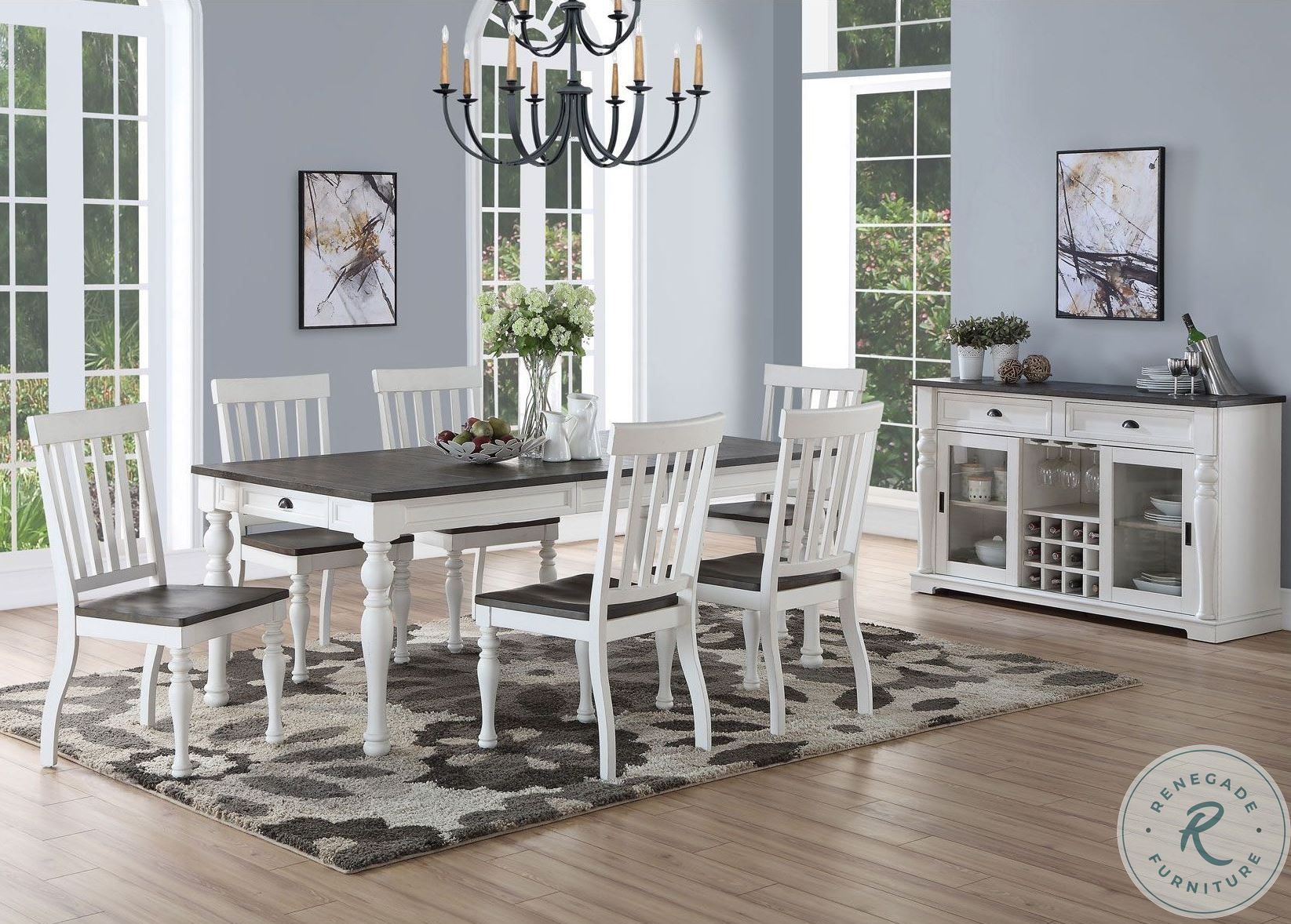 Joanna Ivory And Dark Oak Extendable Dining Room Set