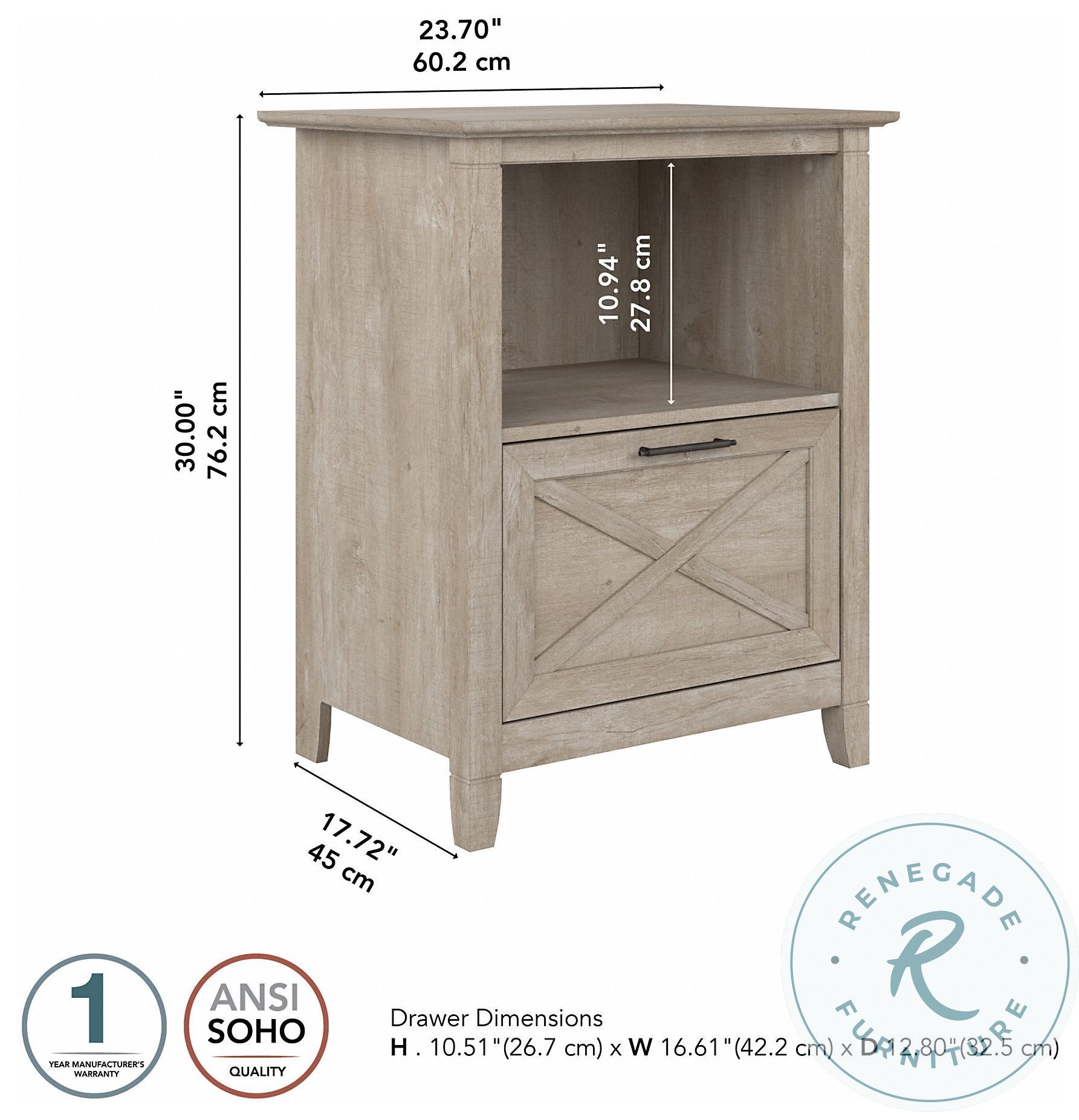 Key West Washed Gray Drawer Small Coffee Bar End Table