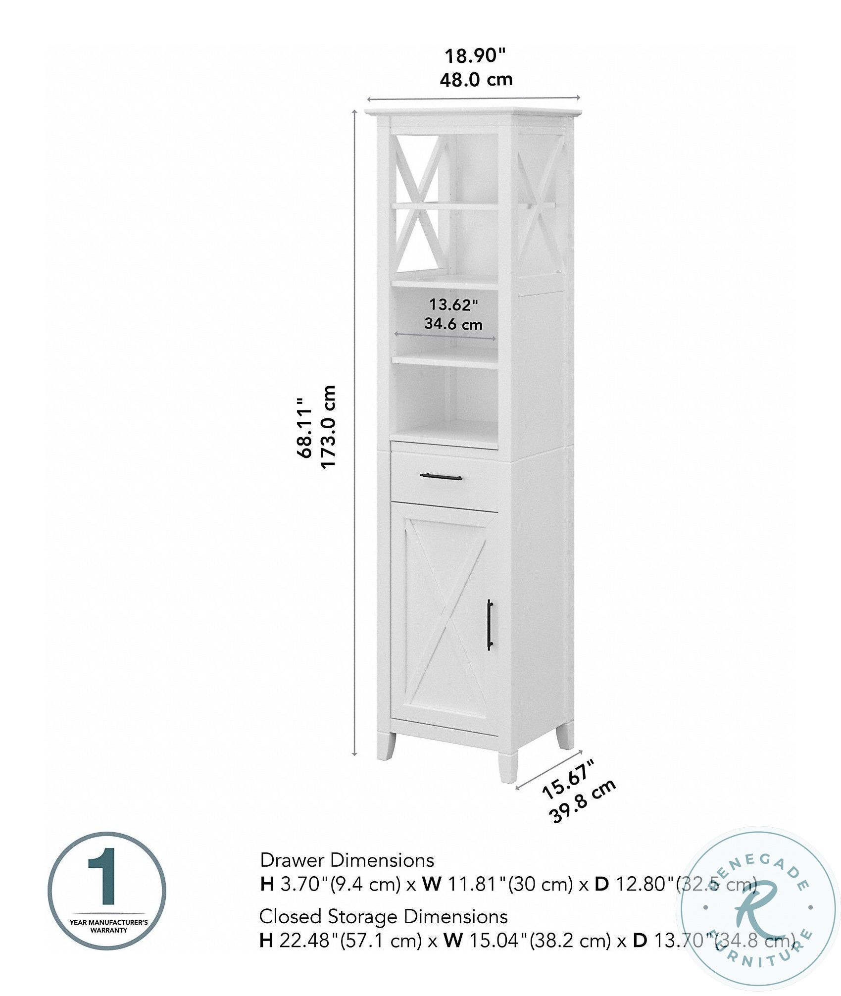 Key West White Ash Tall Narrow Bookcase