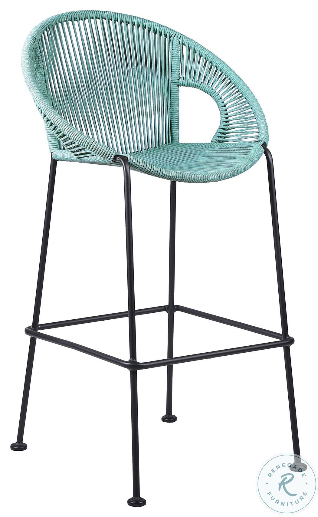 Acapulco Wasabi Rope And Black Steel Outdoor 26" Counter Height Stool