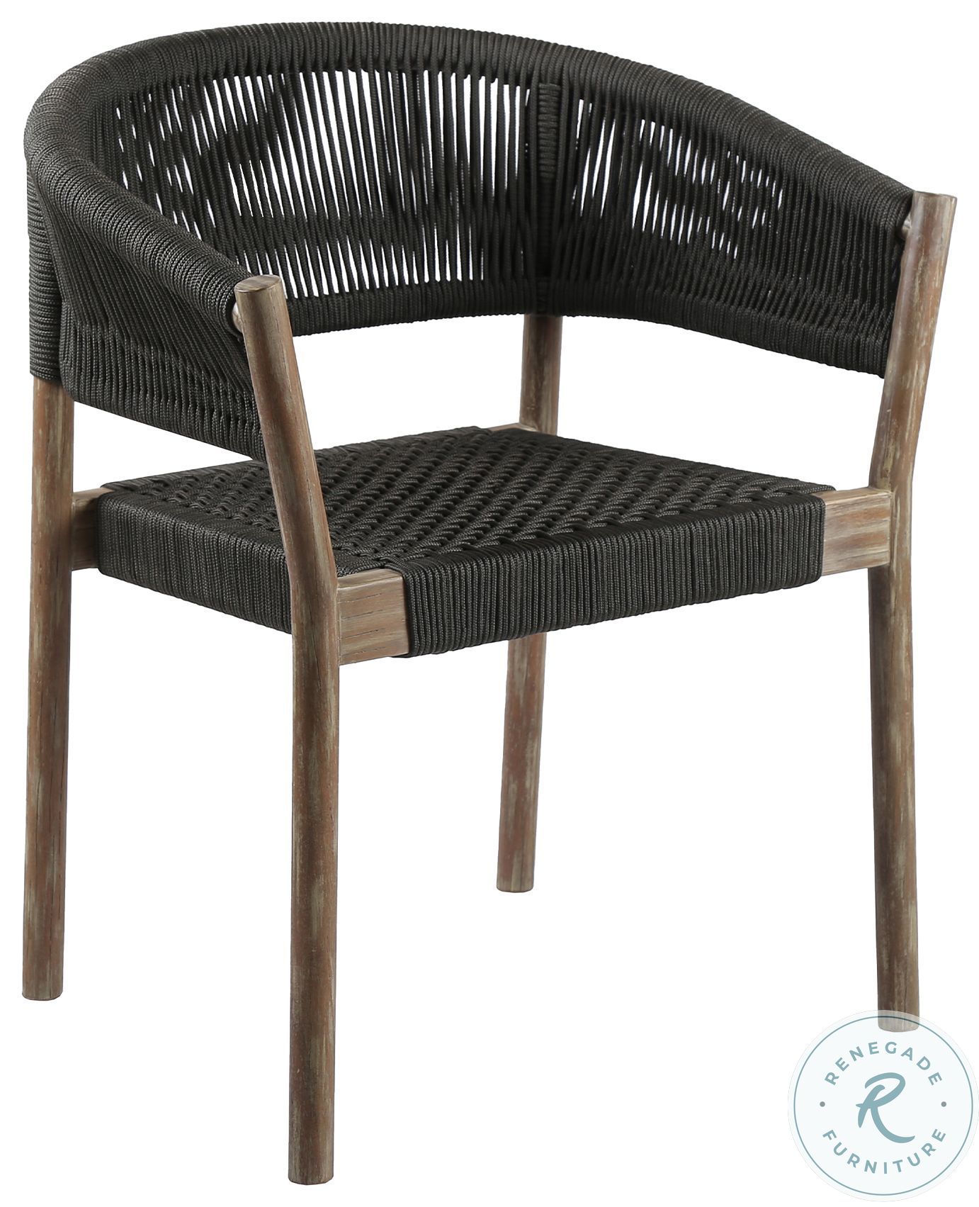 Doris Charcoal Rope And Light Eucalyptus Wood Outdoor Dining Chair Set