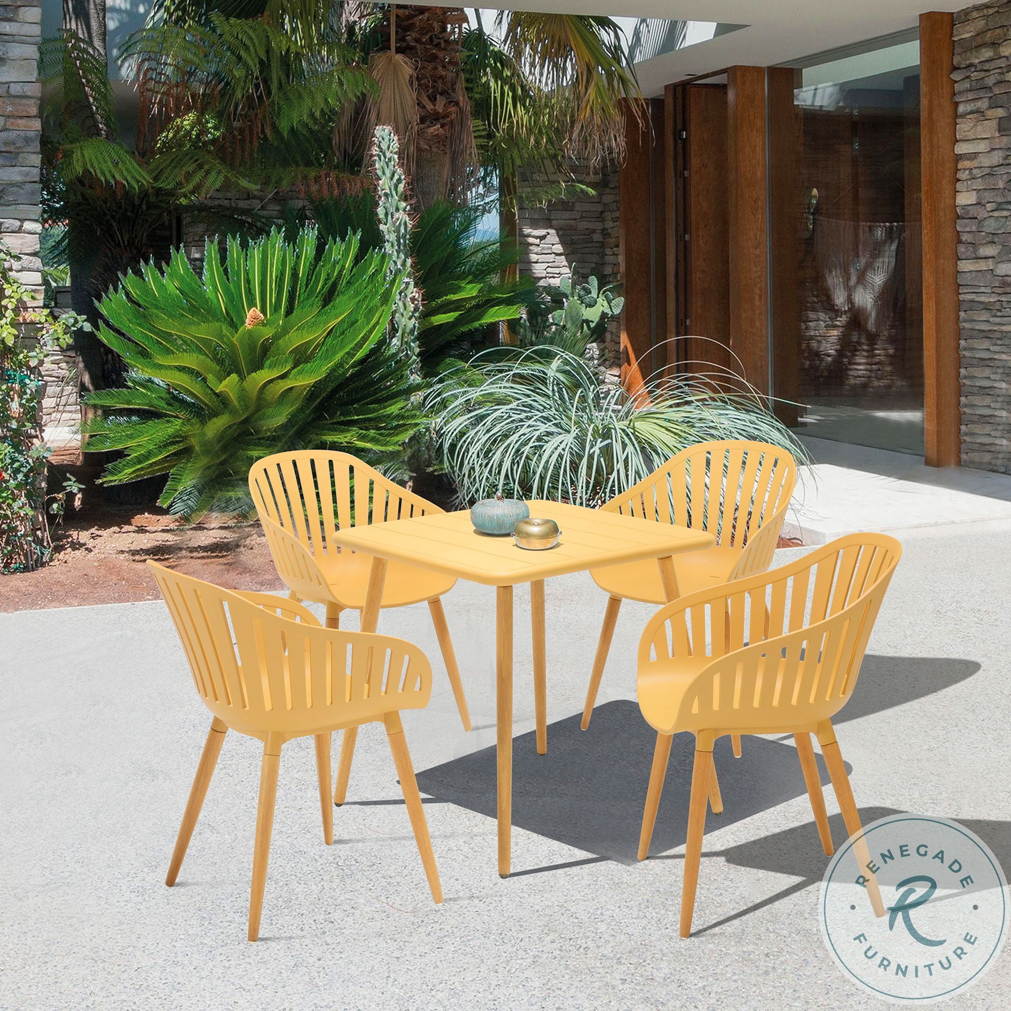 Nassau Honey Eucalyptus Outdoor Square Dining Set HomeGalleryStores