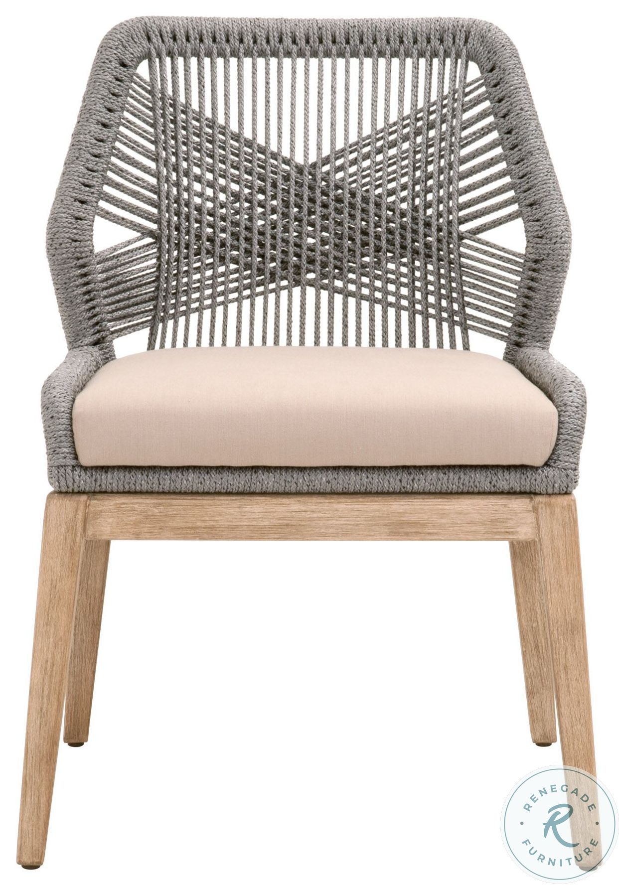 Woven Platinum Rope and Light Gray Loom Dining Chair Set of 2 6808KD
