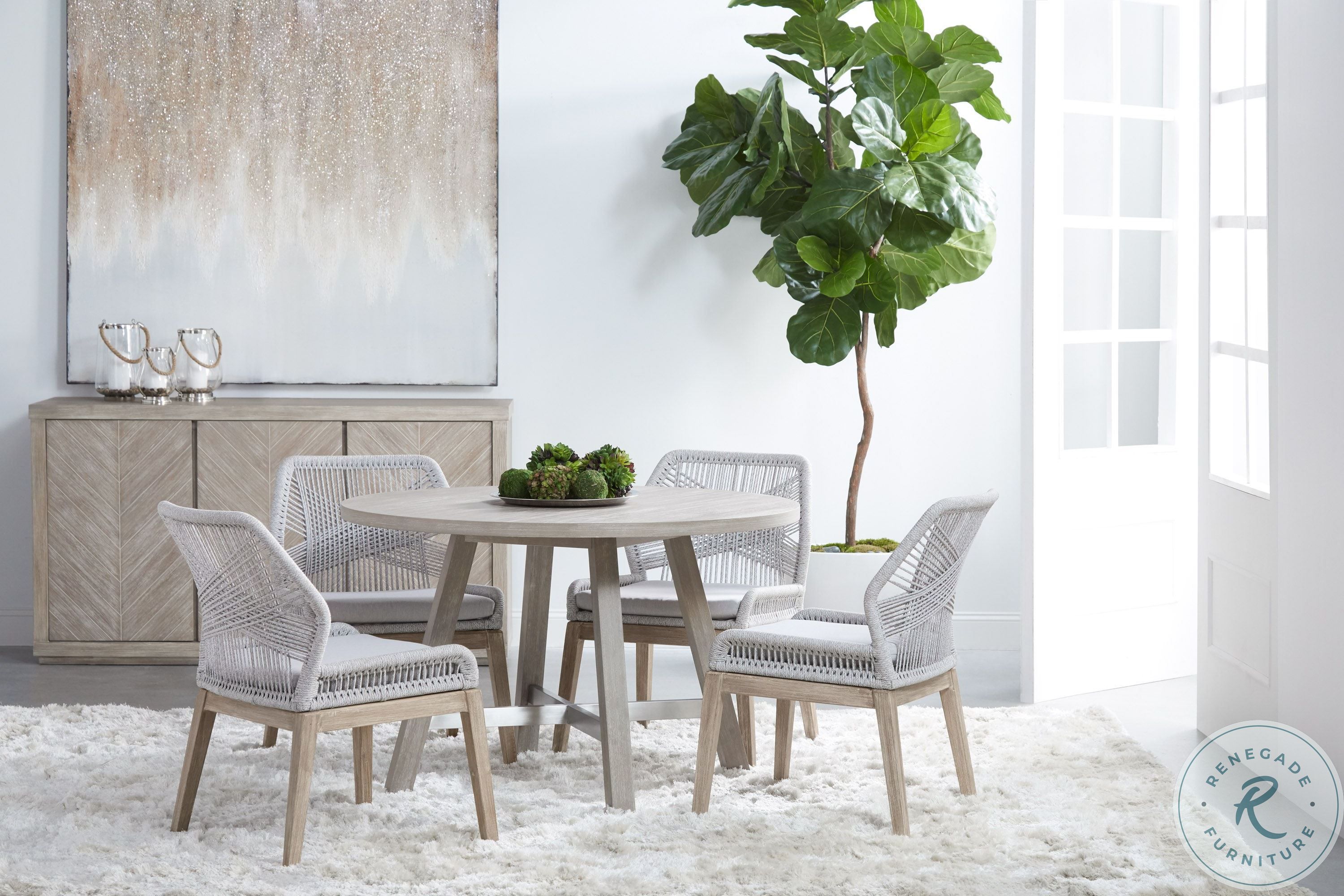 Woven Taupe And White Flat Pumice Loom Dining Chair Set Of 2