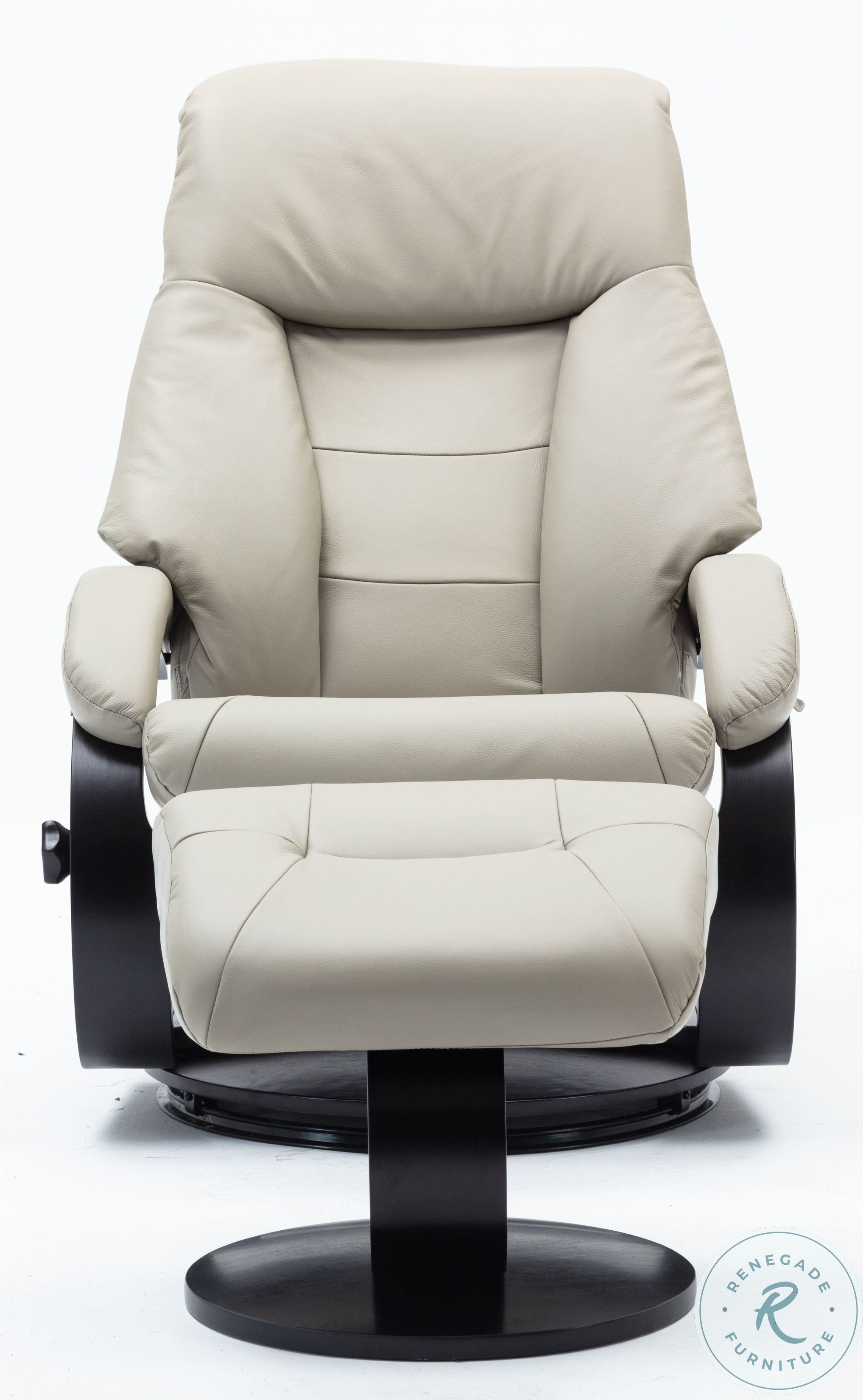 RelaxR Putty Top Grain Leather Montreal Recliner and Ottoman