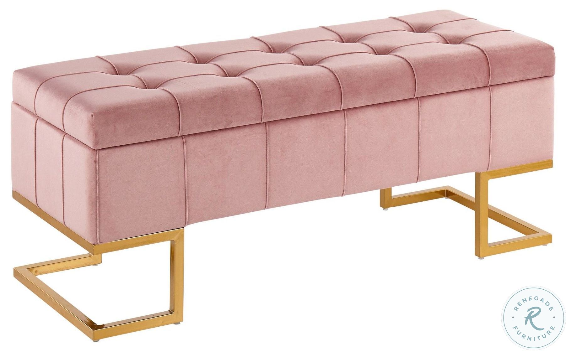 Midas Pink Velvet Storage Bench OTMIDASTORAUVPK