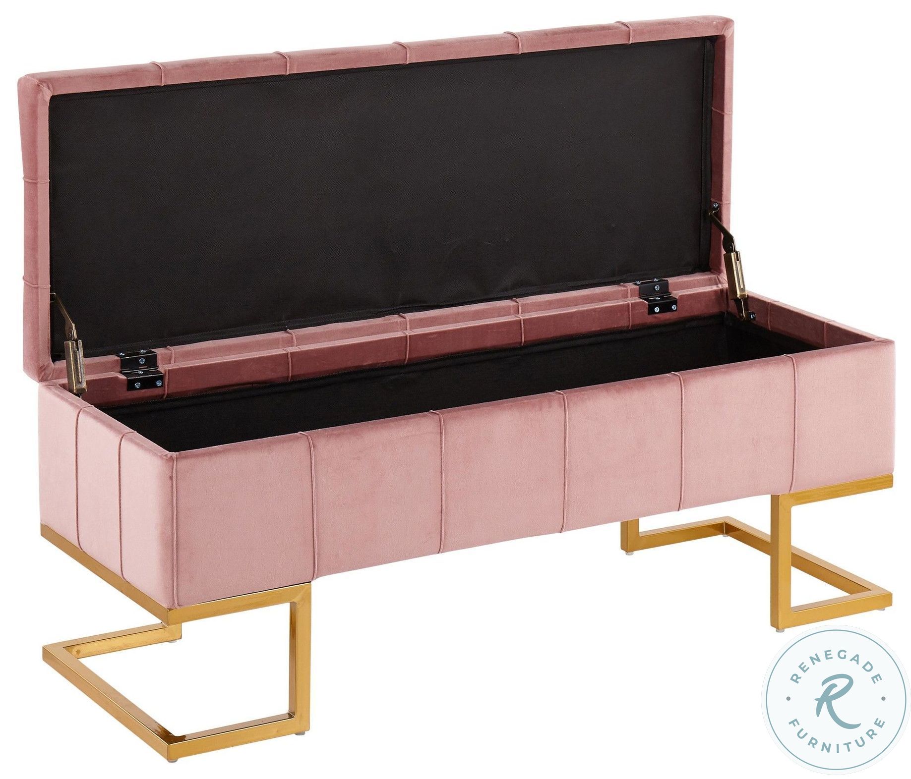 Midas Pink Velvet Storage Bench OTMIDASTORAUVPK