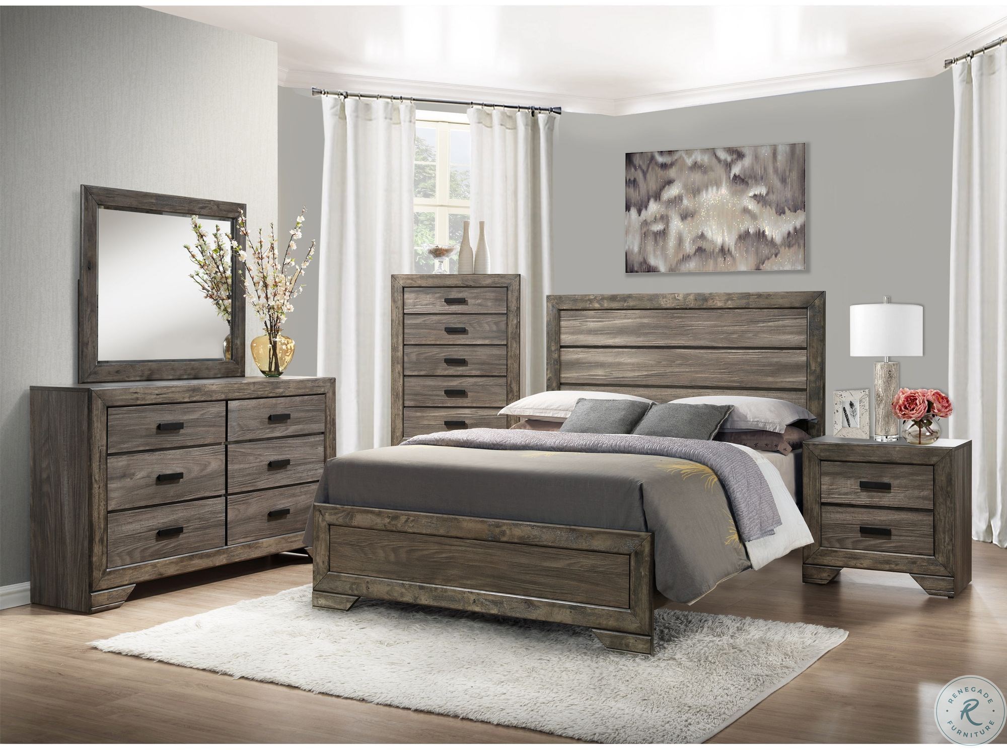 Grayson Grey Oak Queen Panel Bed NH100QB
