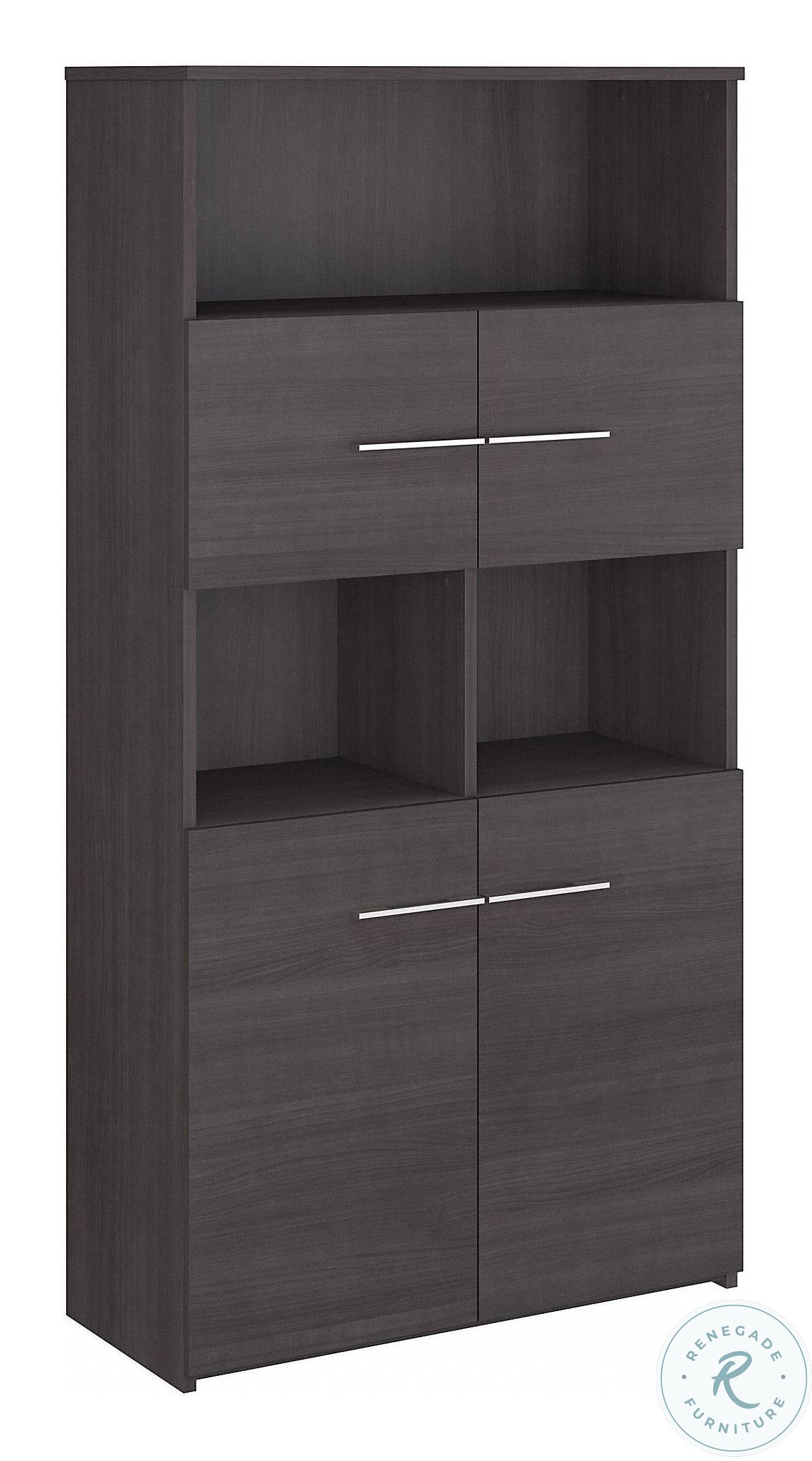 Office 500 Storm Gray 5 Shelf Bookcase With Doors OFB136SG