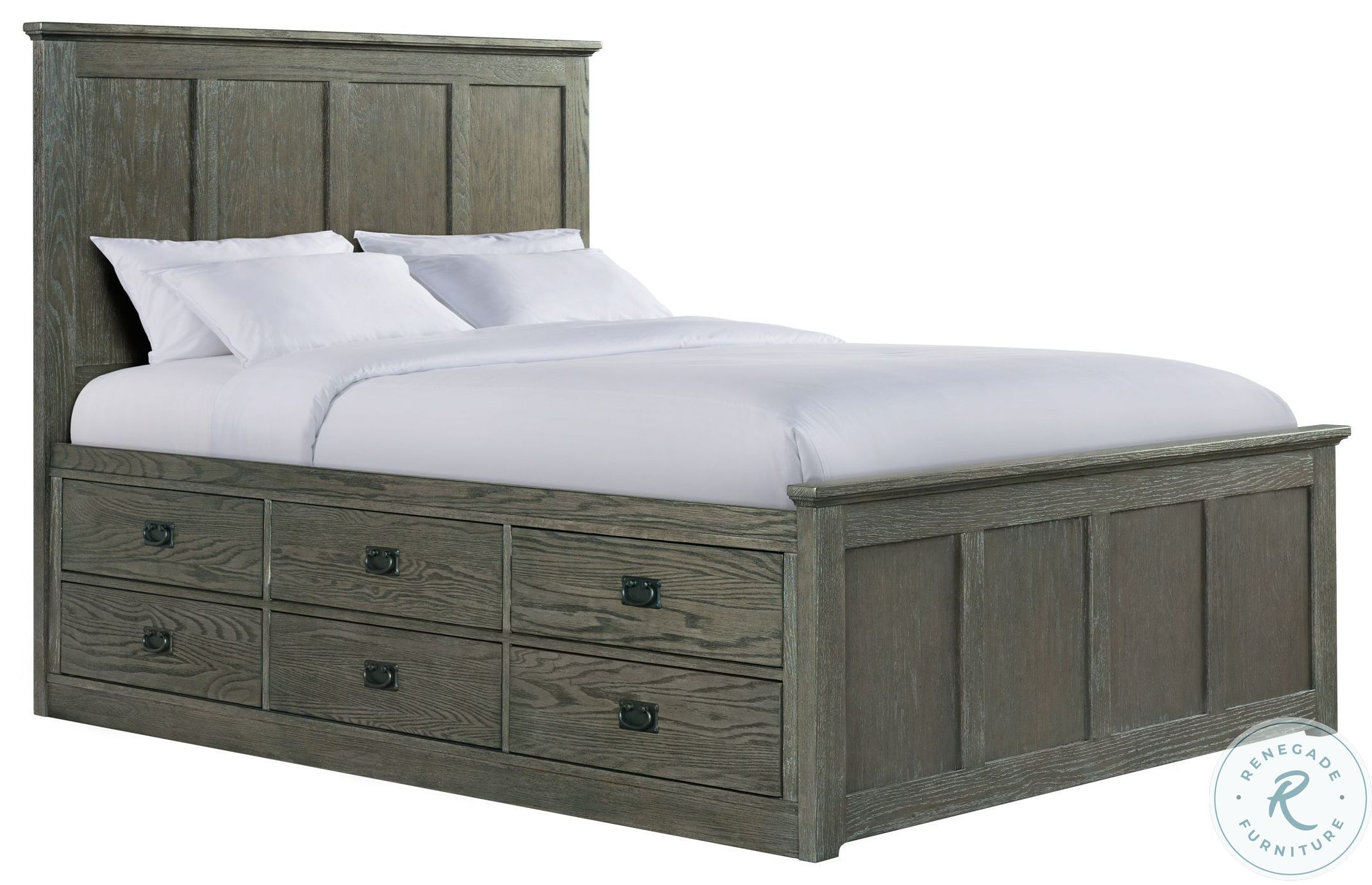 Oak Park Brushed Pewter Two Sided 12 Drawer King Captain Bed