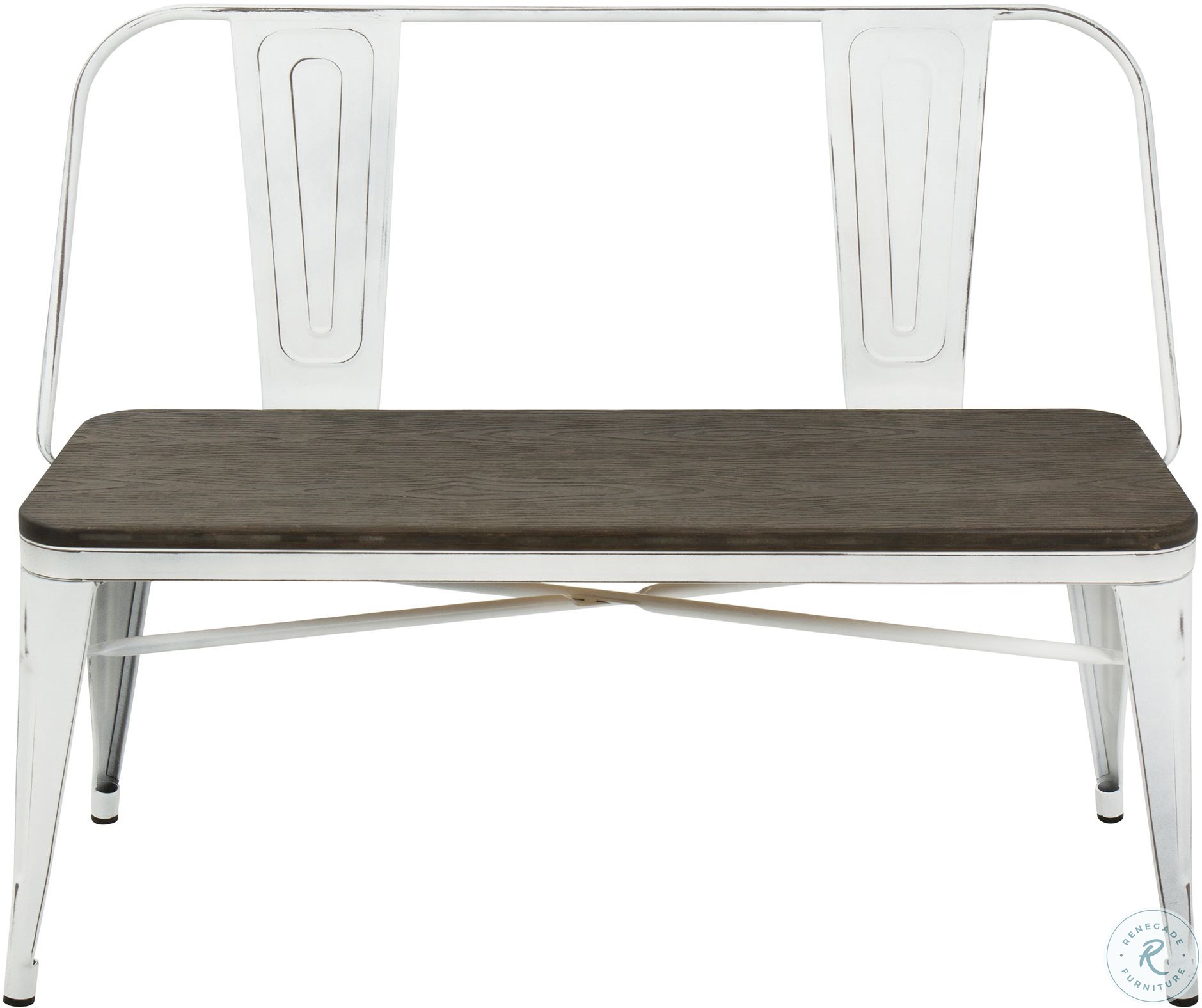 Oregon Vintage White And Espresso Dining Bench