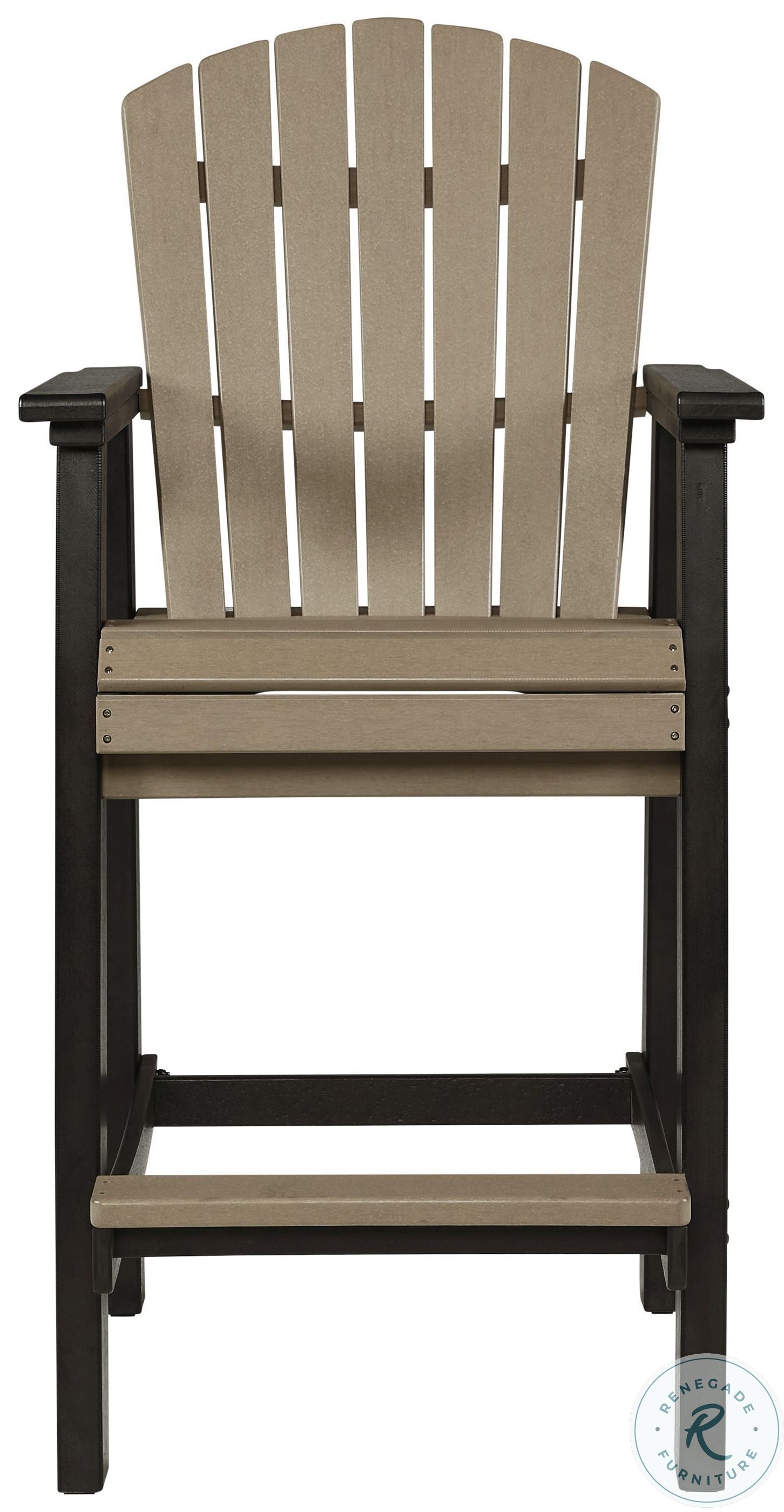 Fairen Trail Black and Driftwood Outdoor Round Bar Table Set