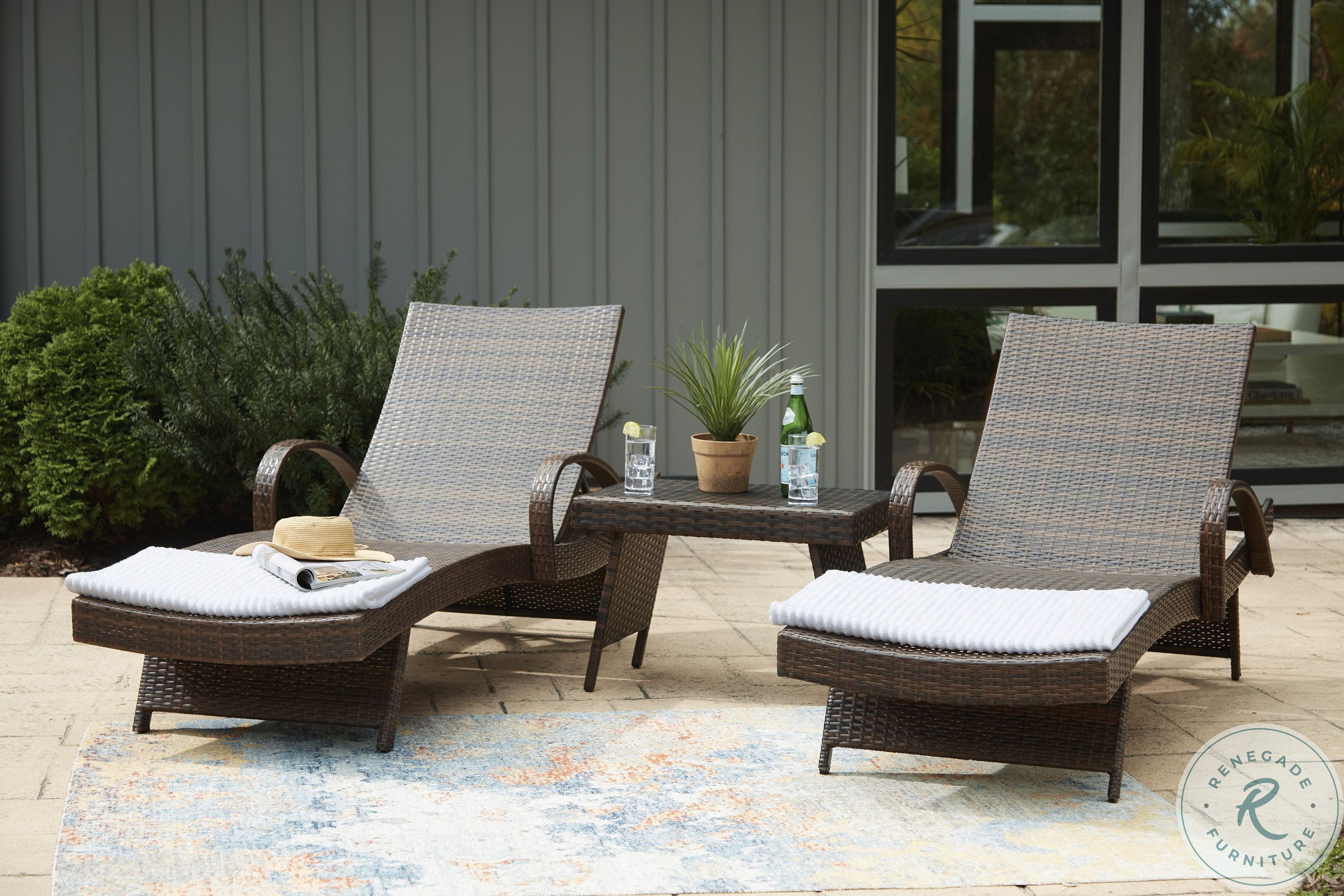 Kantana Brown Outdoor Chaise Lounge Set of 2