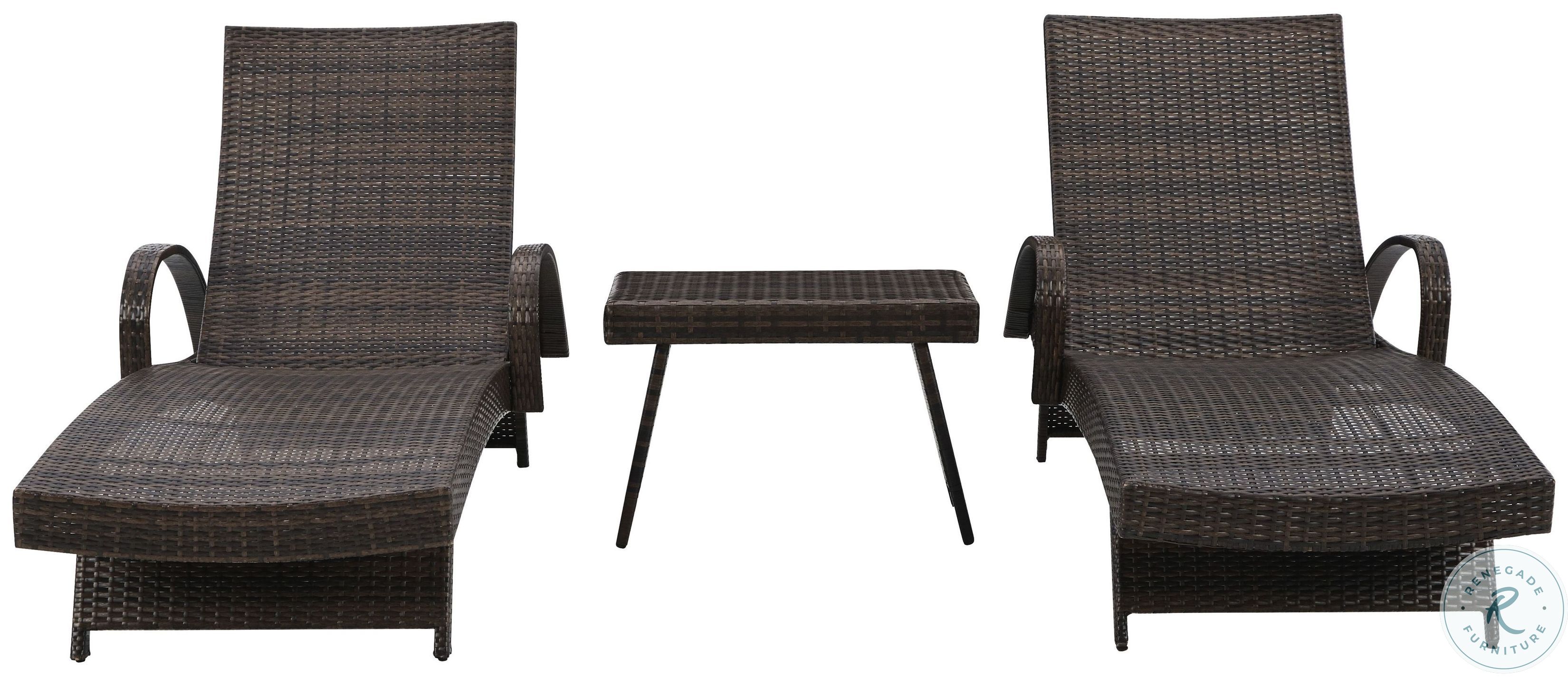 Kantana Brown Outdoor Chaise Lounge Set of 2
