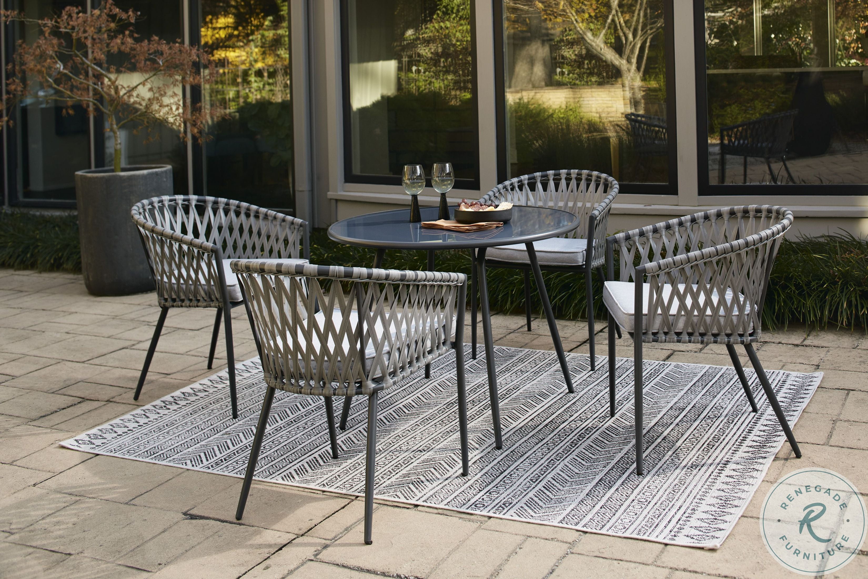 Palm Bliss Gray Outdoor Dining Table