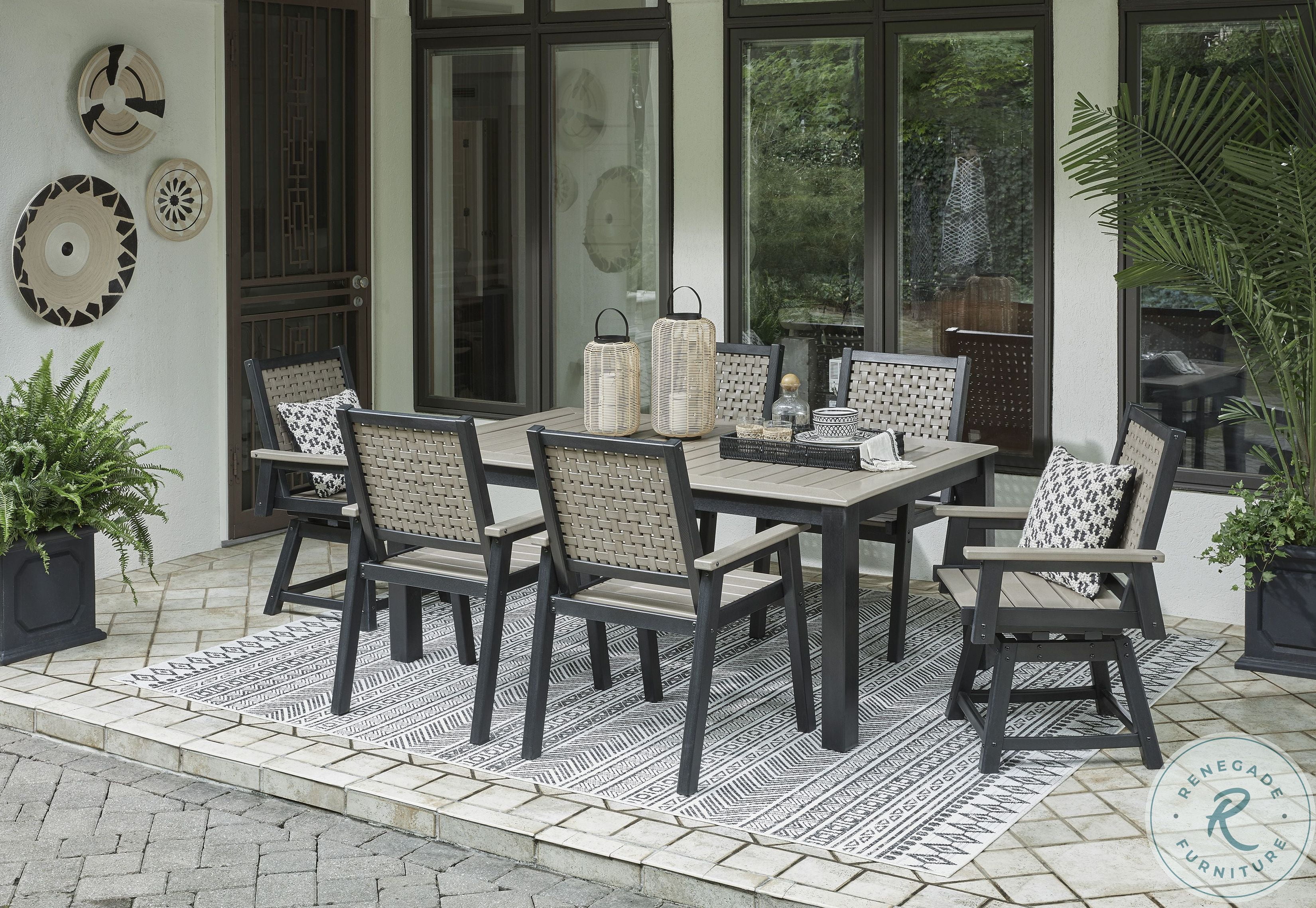 Mount Valley Driftwood And Black Outdoor Dining Room Set from Ashley Furniture Home Gallery Stores