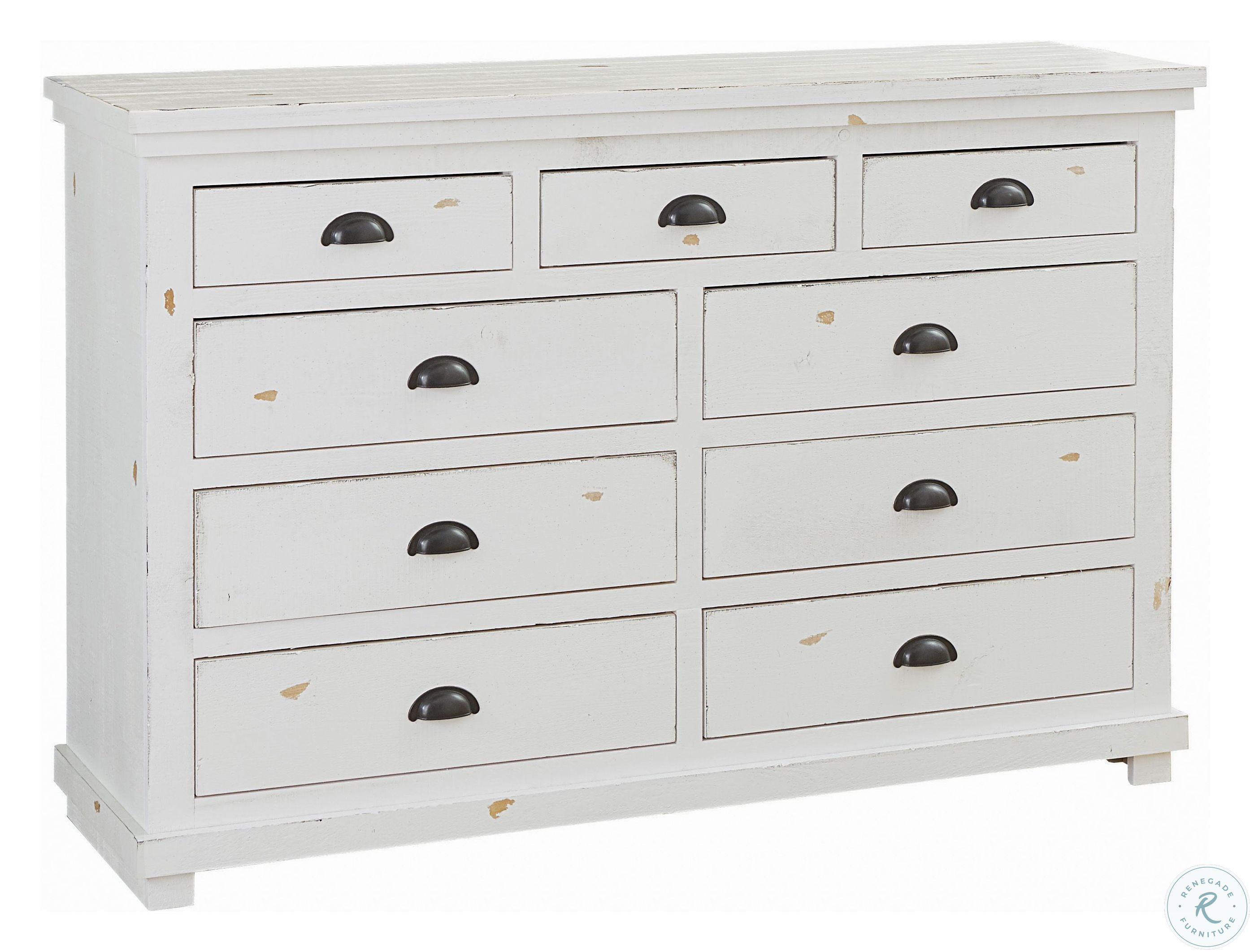 Willow Distressed White Drawer Dresser P61023