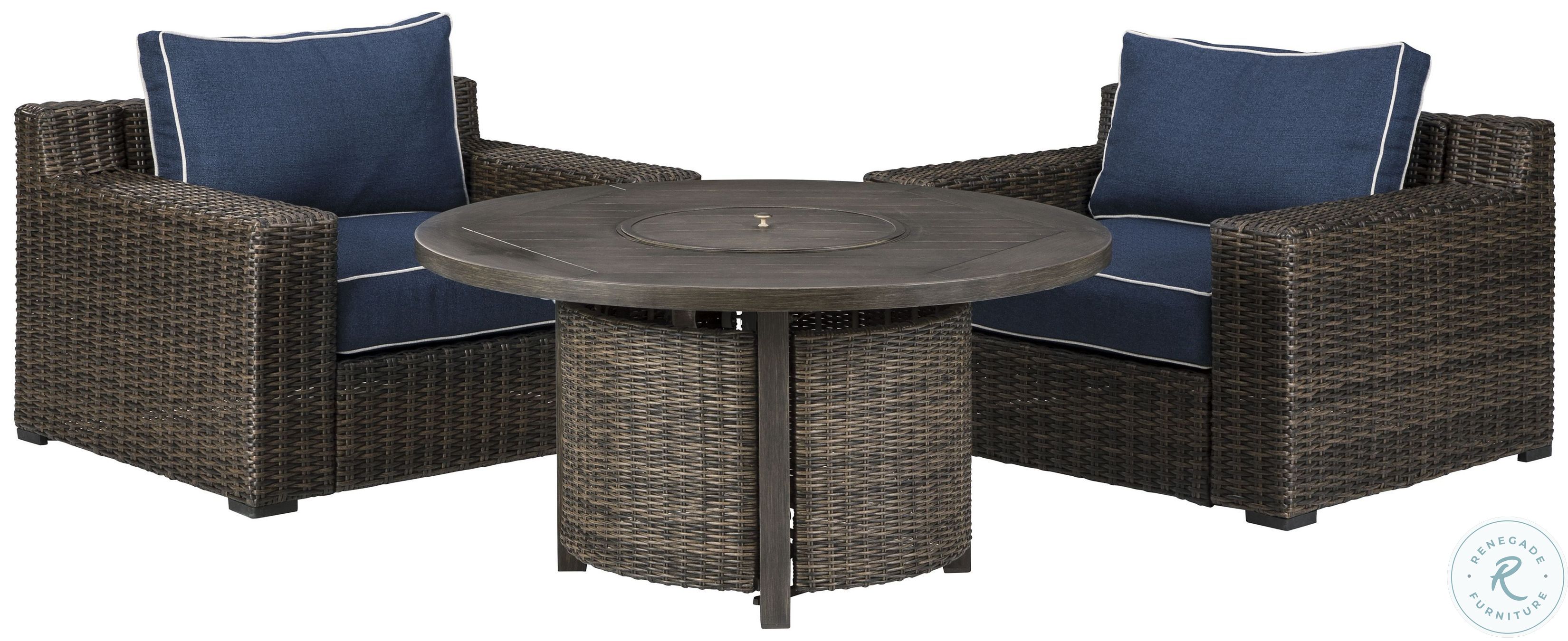 Grasson Lane Brown And Blue Outdoor Lounge Chair with Cushion