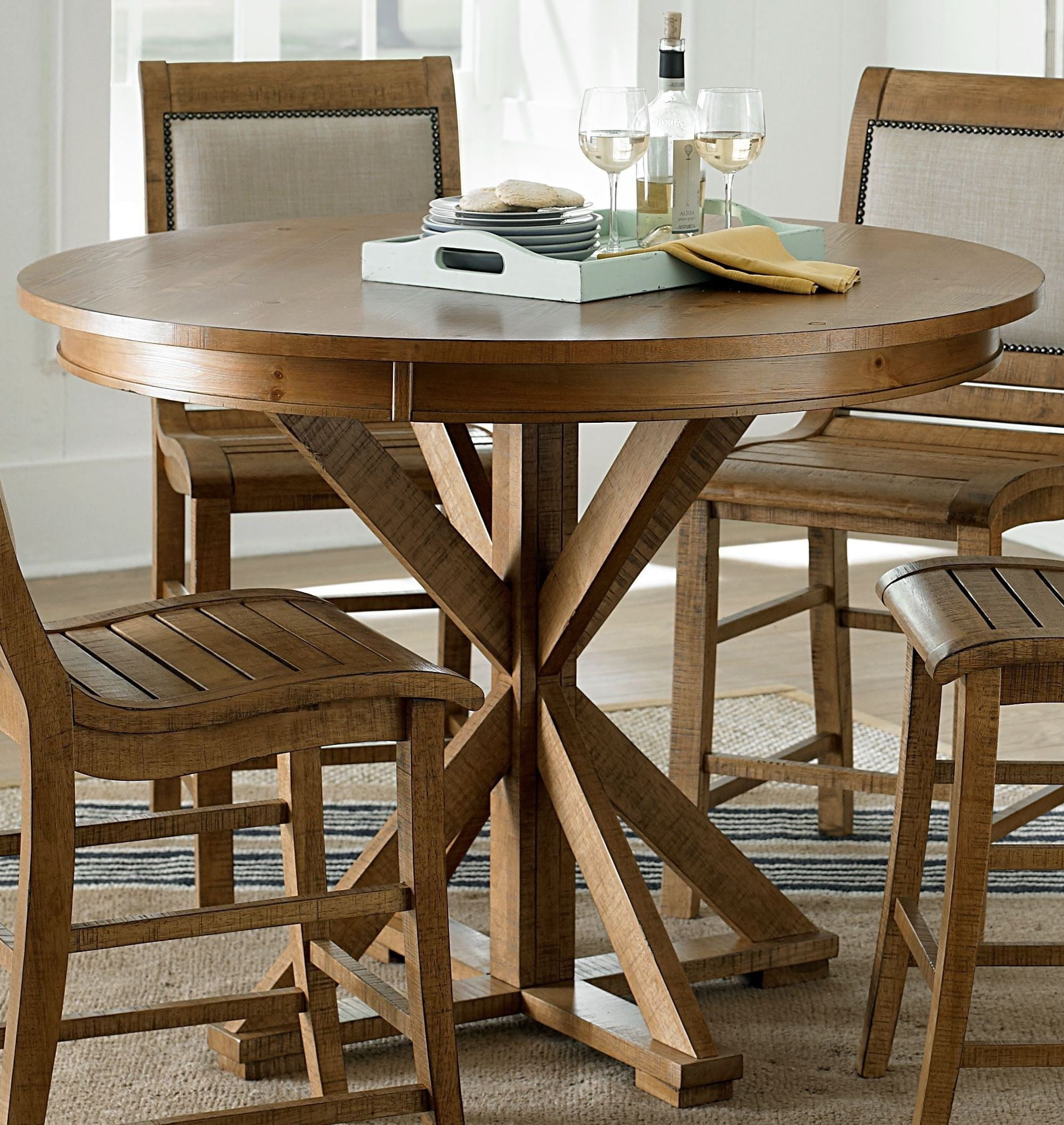 Willow Distressed Pine Counter Height Dining Room Set