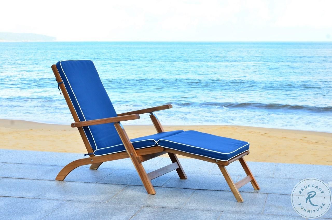 Palmdale Natural And Navy Outdoor Lounge Chair