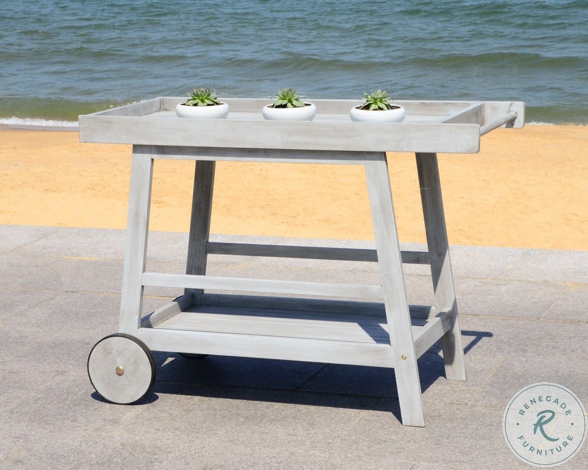 Renzo Gray Wash Outdoor Bar Cart