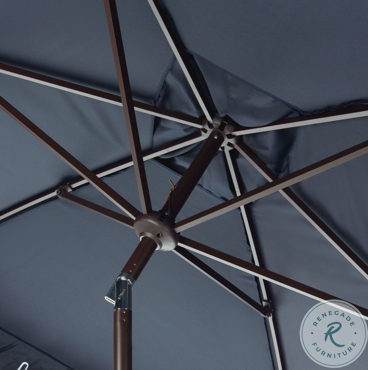 Valance Elegant Navy and White Rectangular Outdoor Umbrella