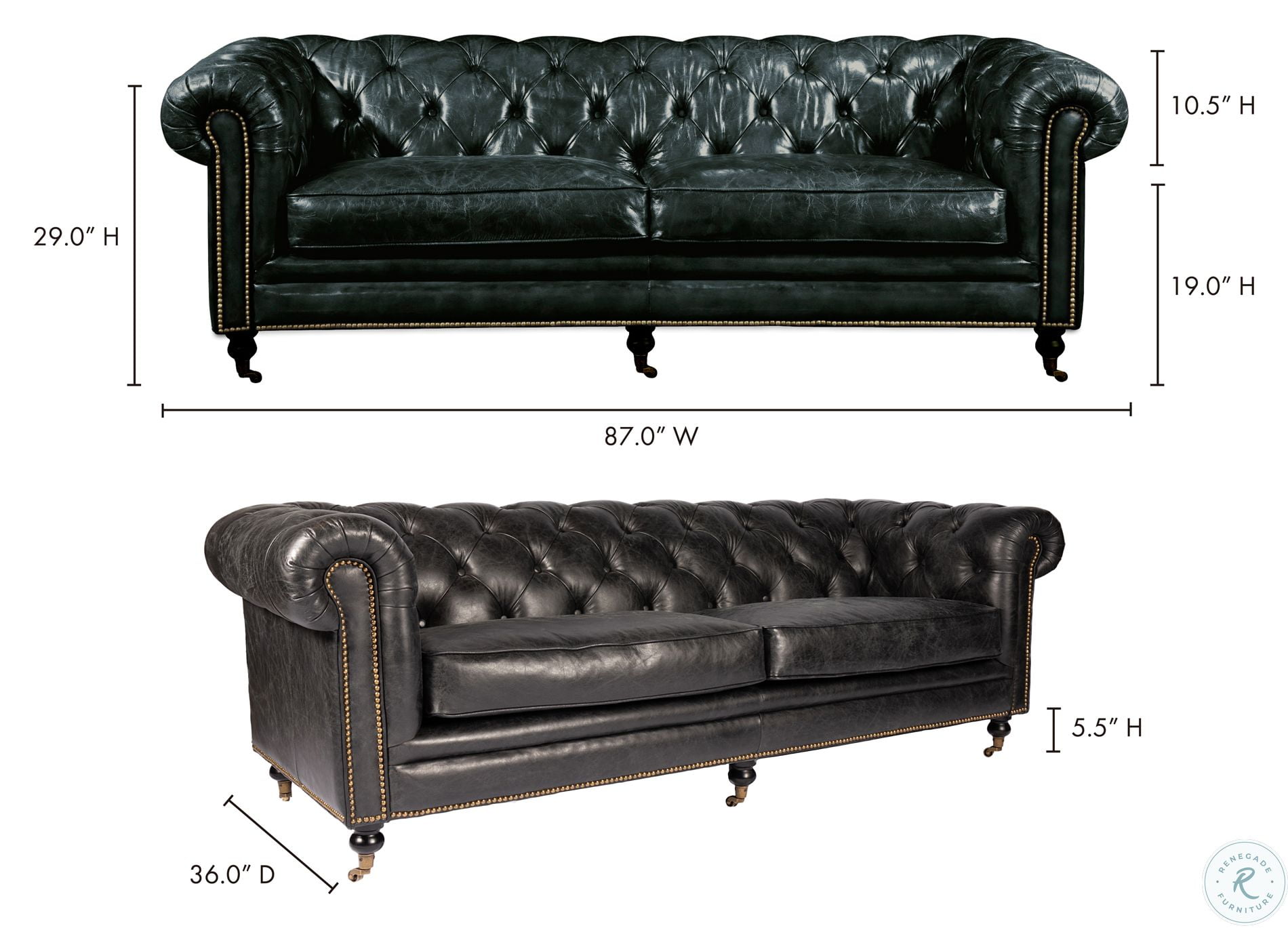 Birmingham Black Leather Sofa PK100702