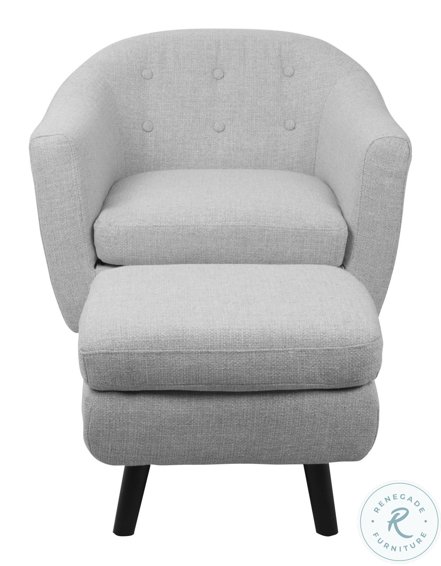 Rockwell Light Grey Noise Fabric Accent Chair And Ottoman