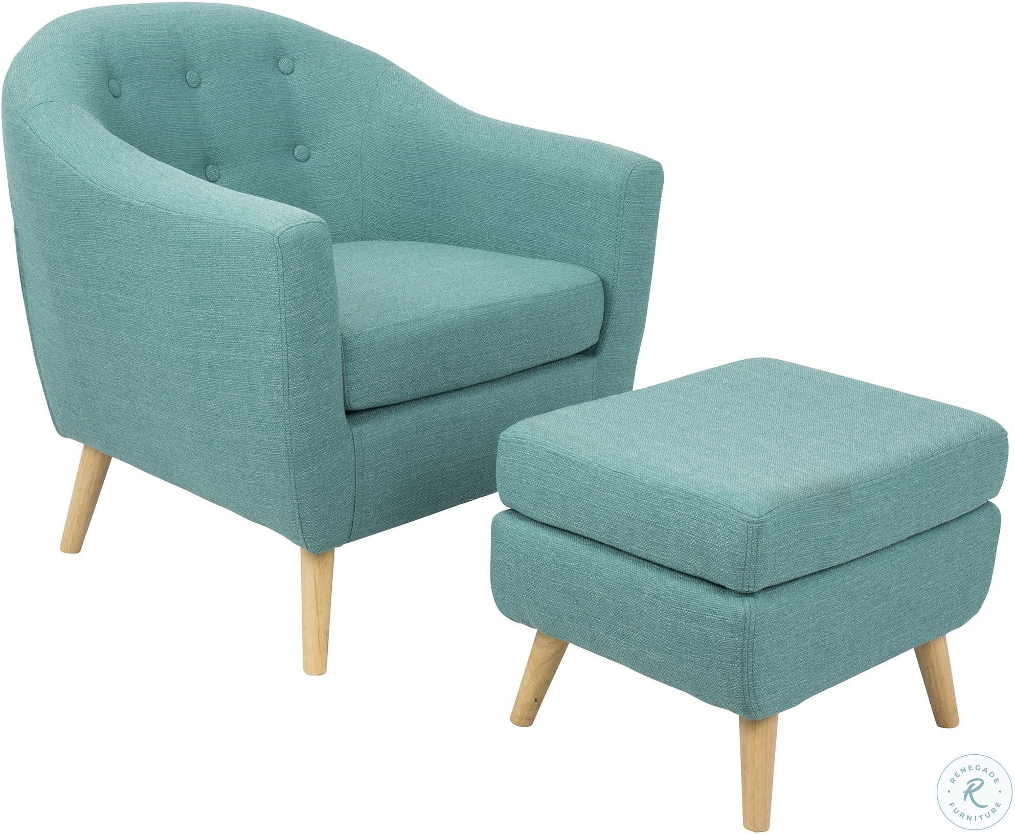 Rockwell Teal Accent Chair And Ottoman C2AH