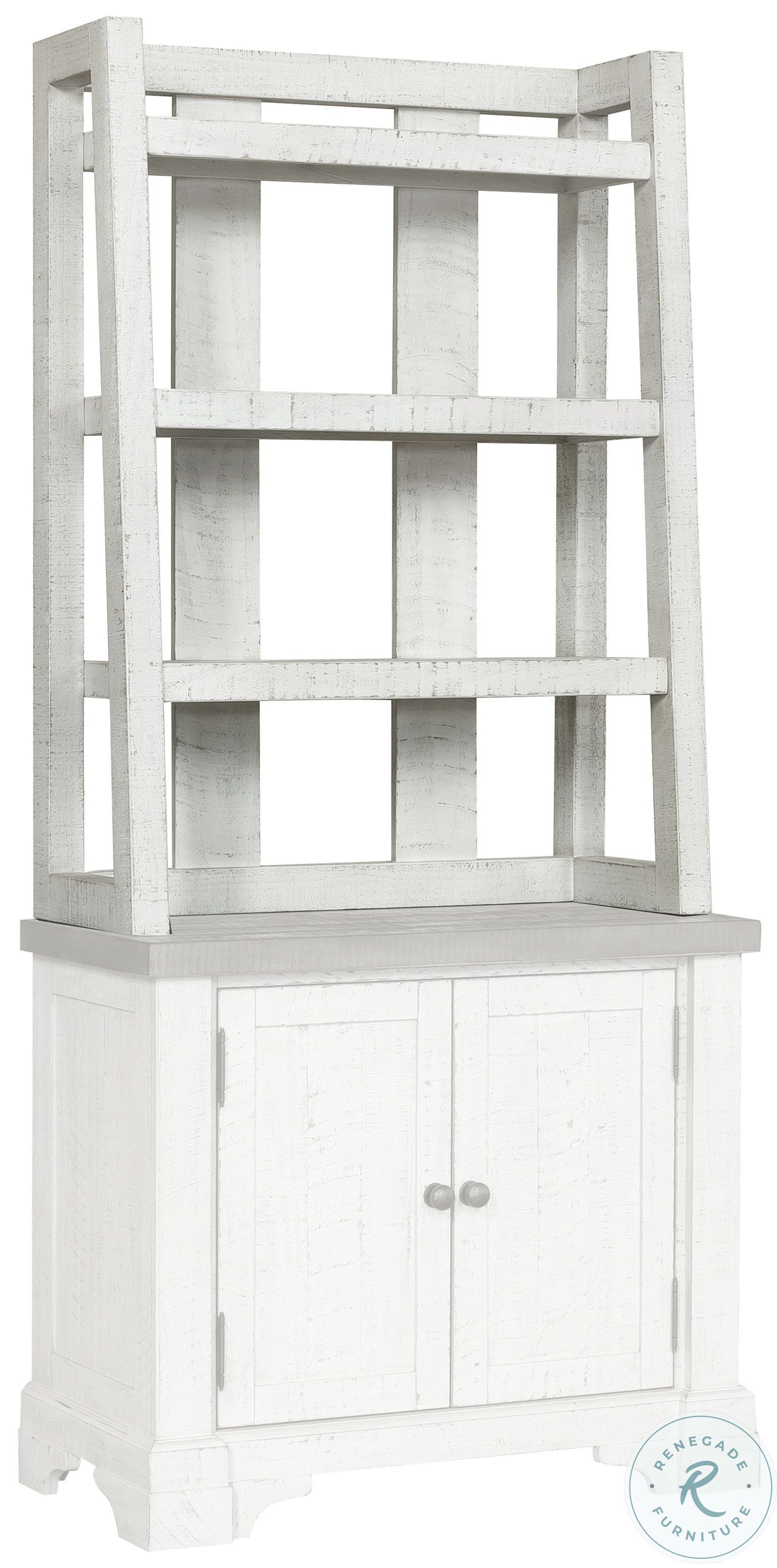 Valley Ridge Distressed White And Rustic Gray Bookcase with Hutch From