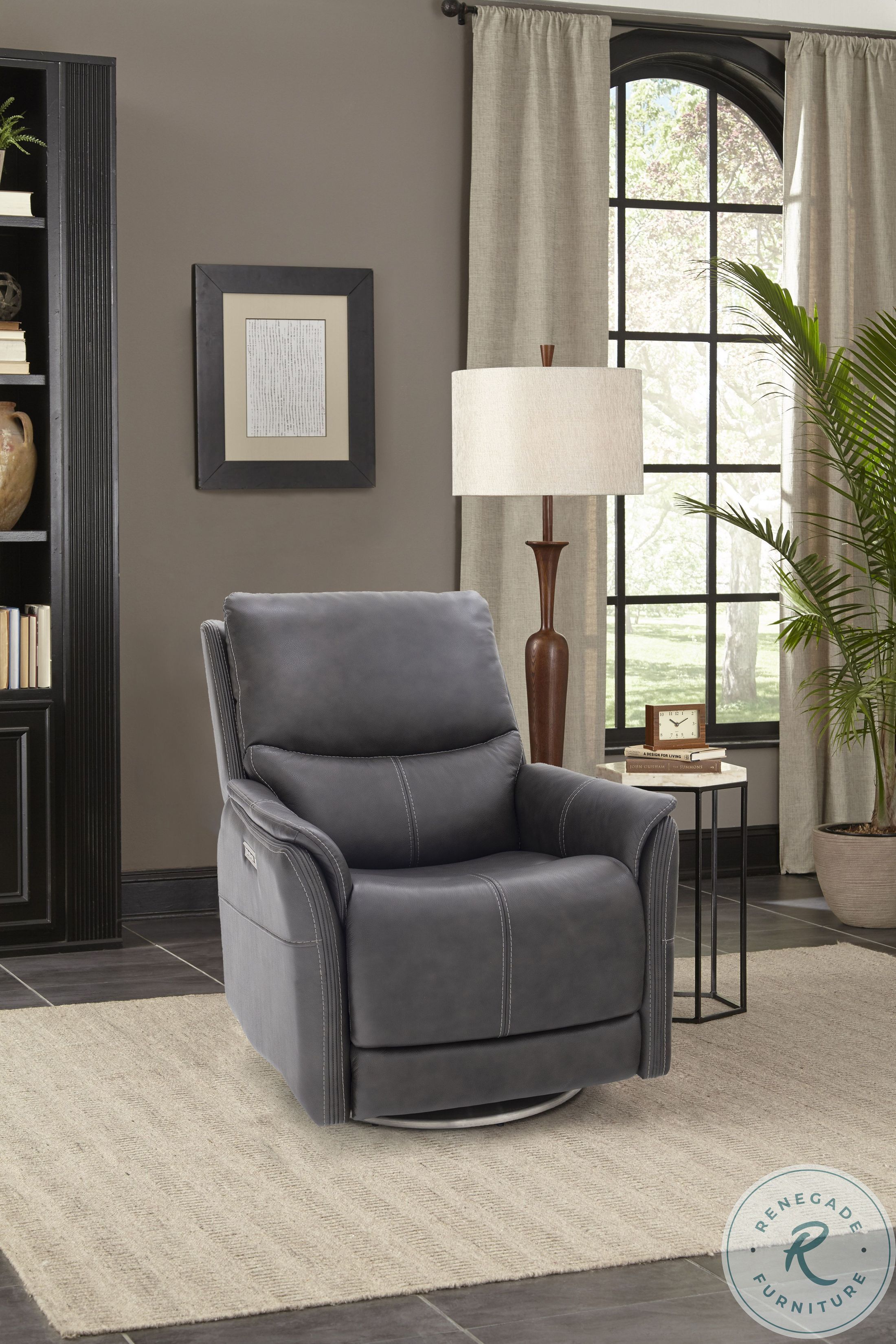 Salem Rainer Steel Swivel Power Recliner with Power Headrest And Power