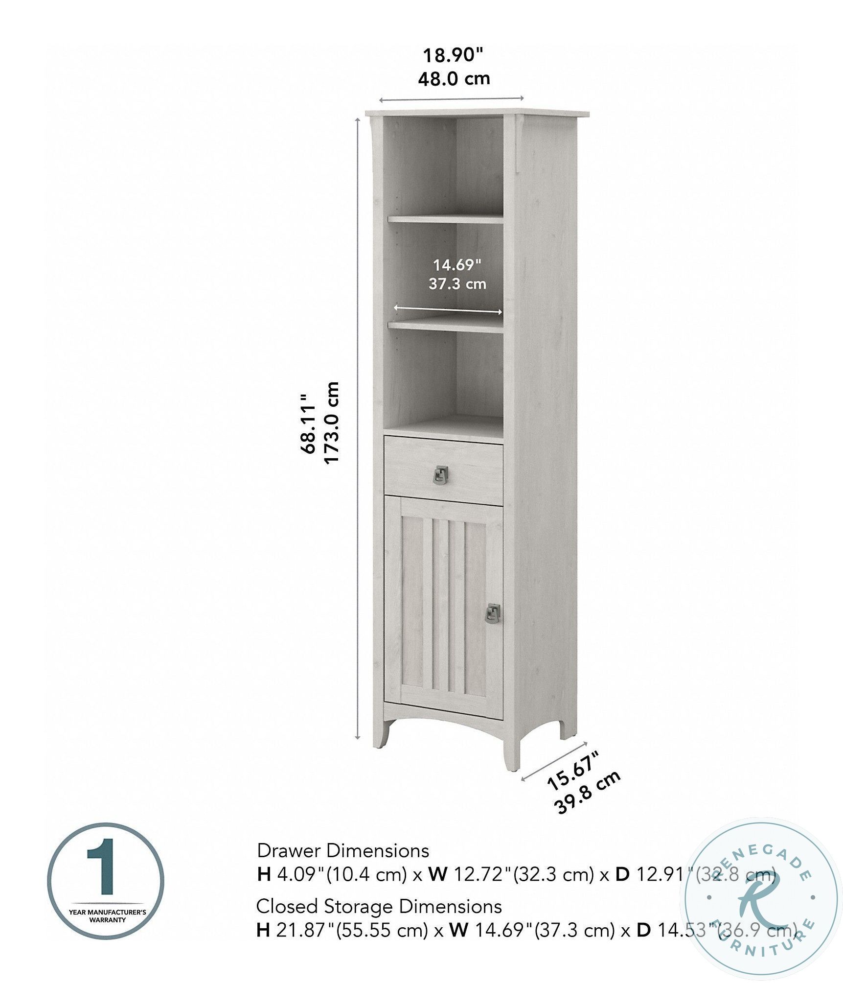 Salinas Linen White Oak Tall Narrow Bookcase