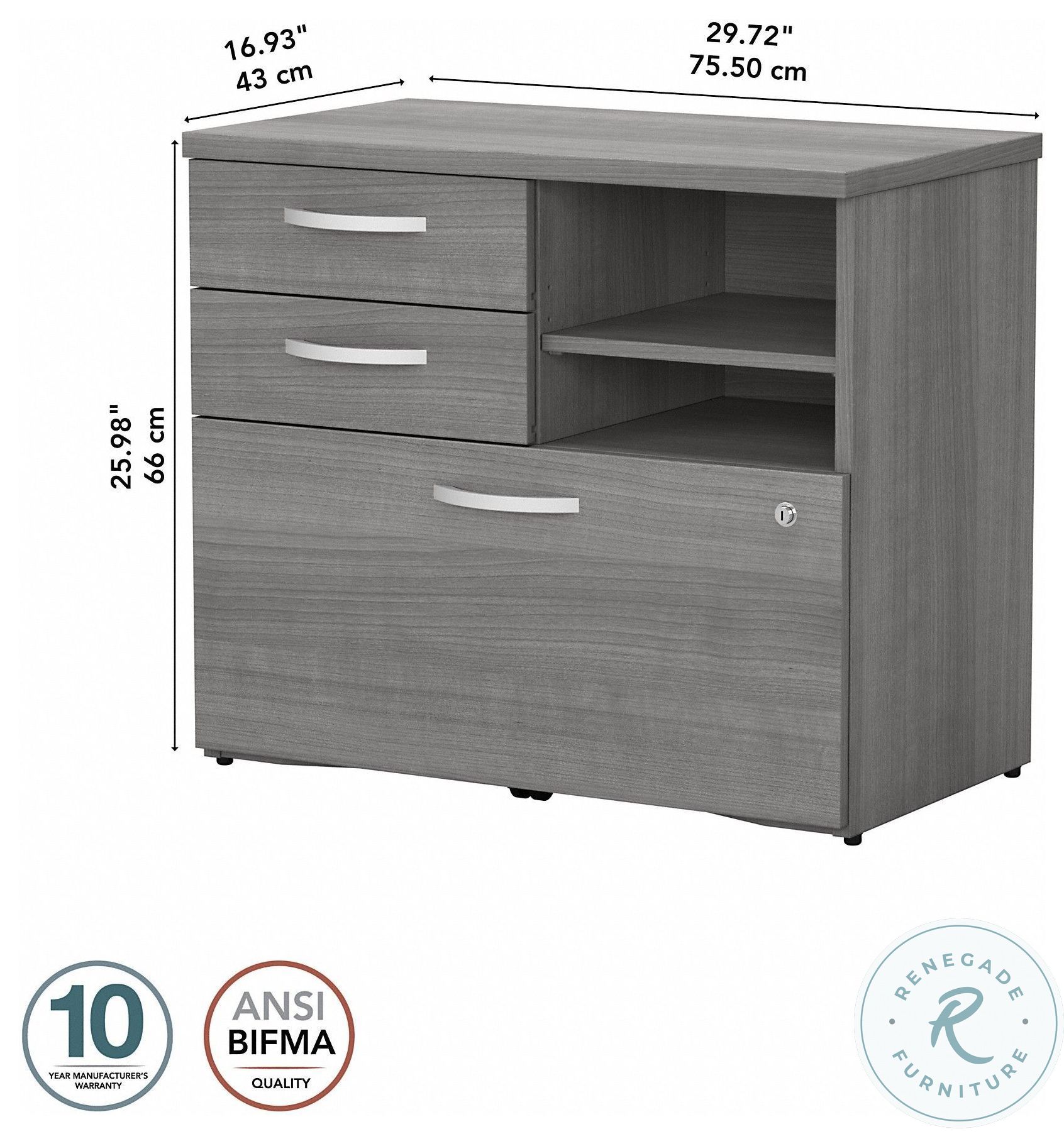 Studio C Platinum Gray Office Storage with Drawers and Shelves