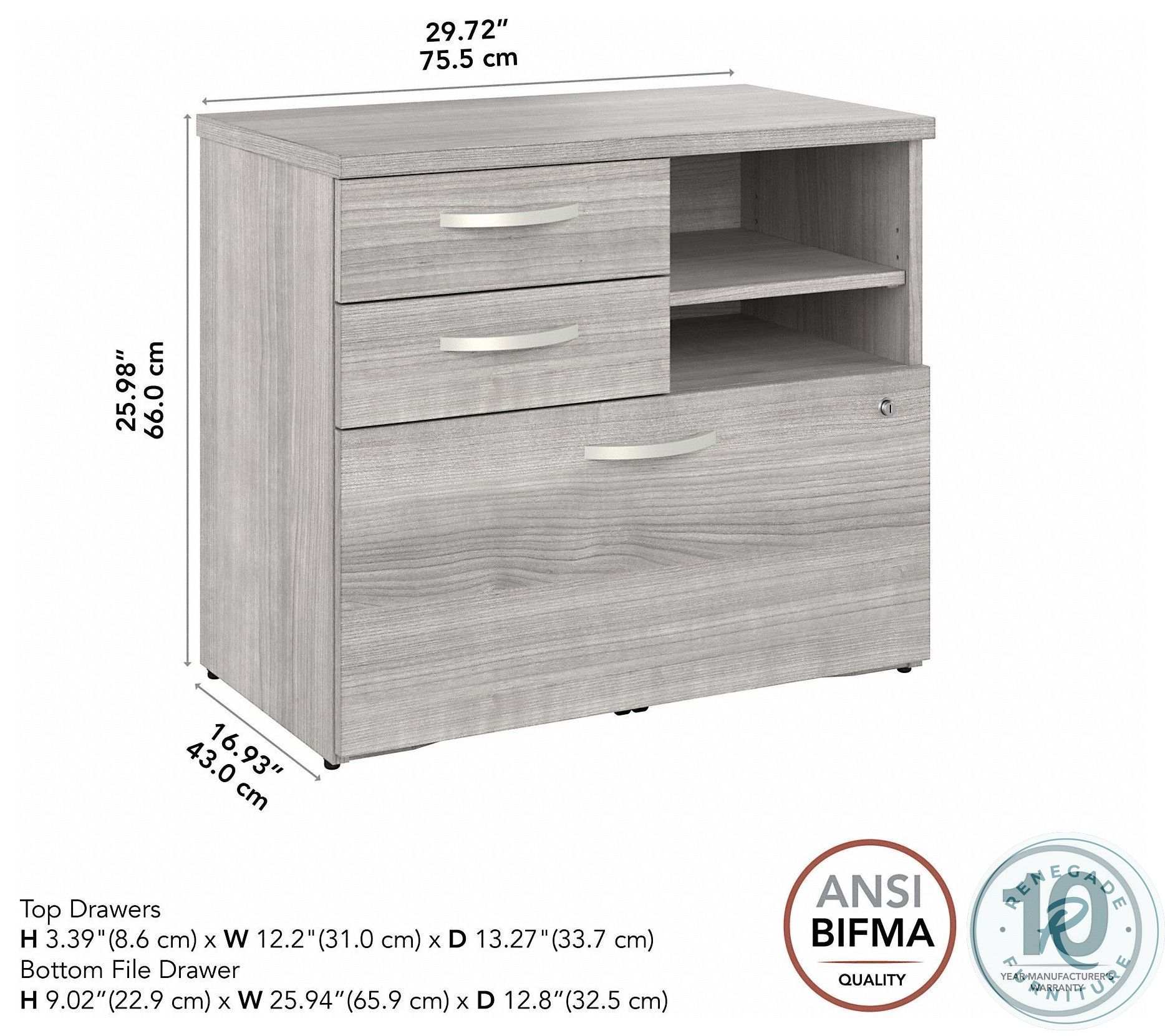 Studio A Platinum Gray Office Storage with Drawers and Shelves