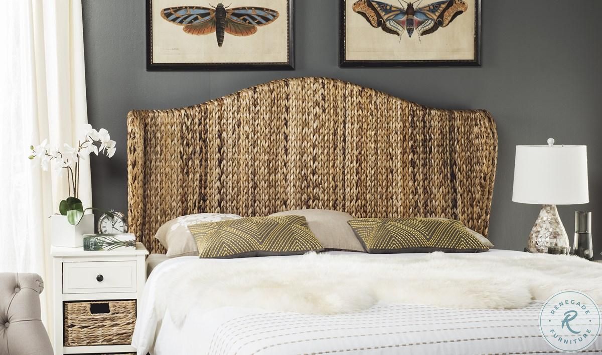Nadine Natural Queen Winged Headboard